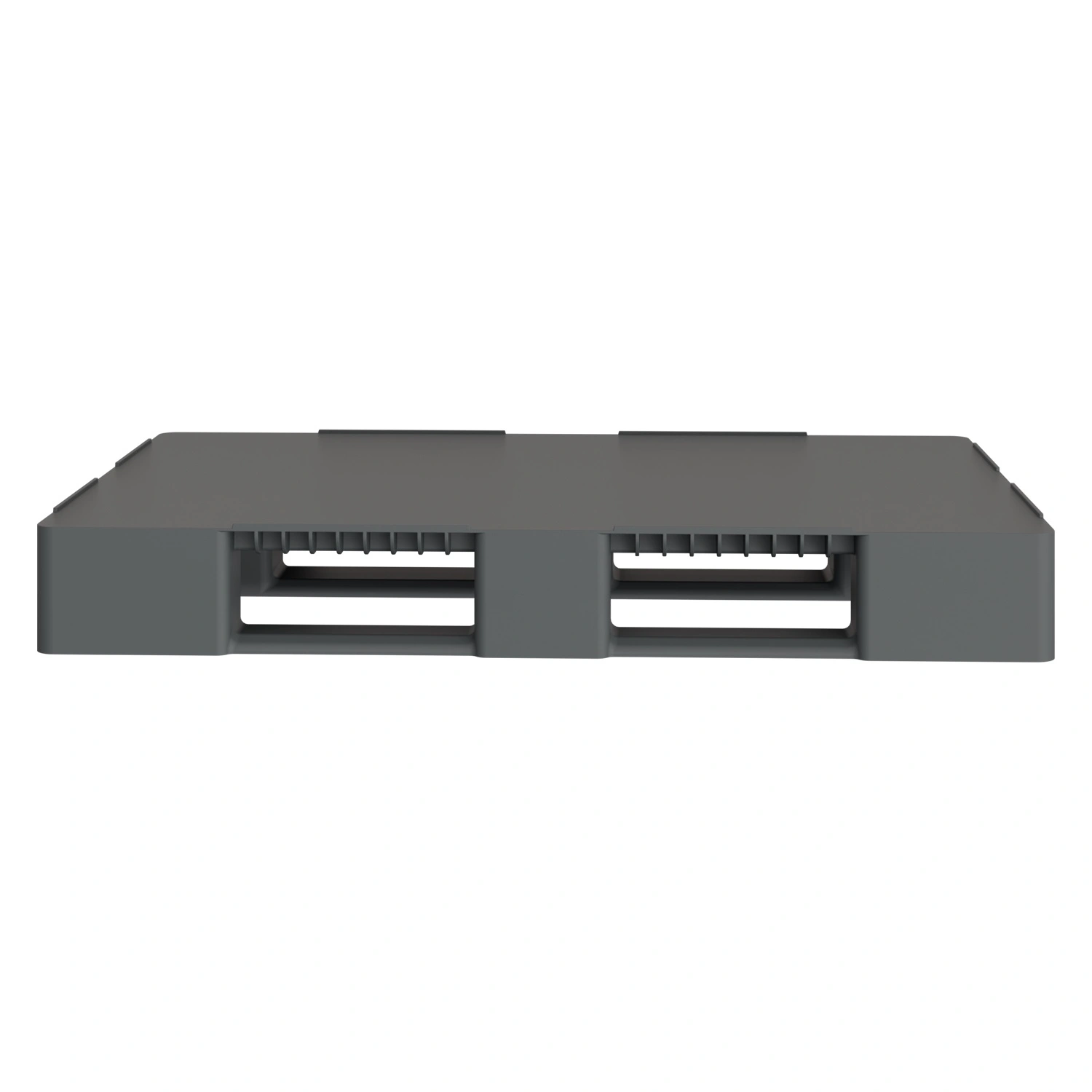 Пластиковый паллет 1200х800х150 мм iPlast серый сплошной на 3 полозьях с бортиком и 2 трубами усиления