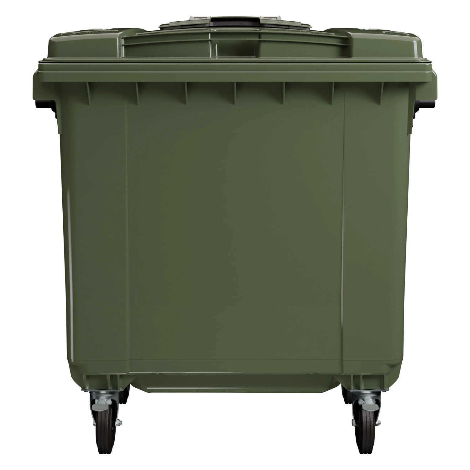 Мусорный контейнер 770 л iPlast зелёный 4-колёсный с зелёной крышкой и мини-крышкой
