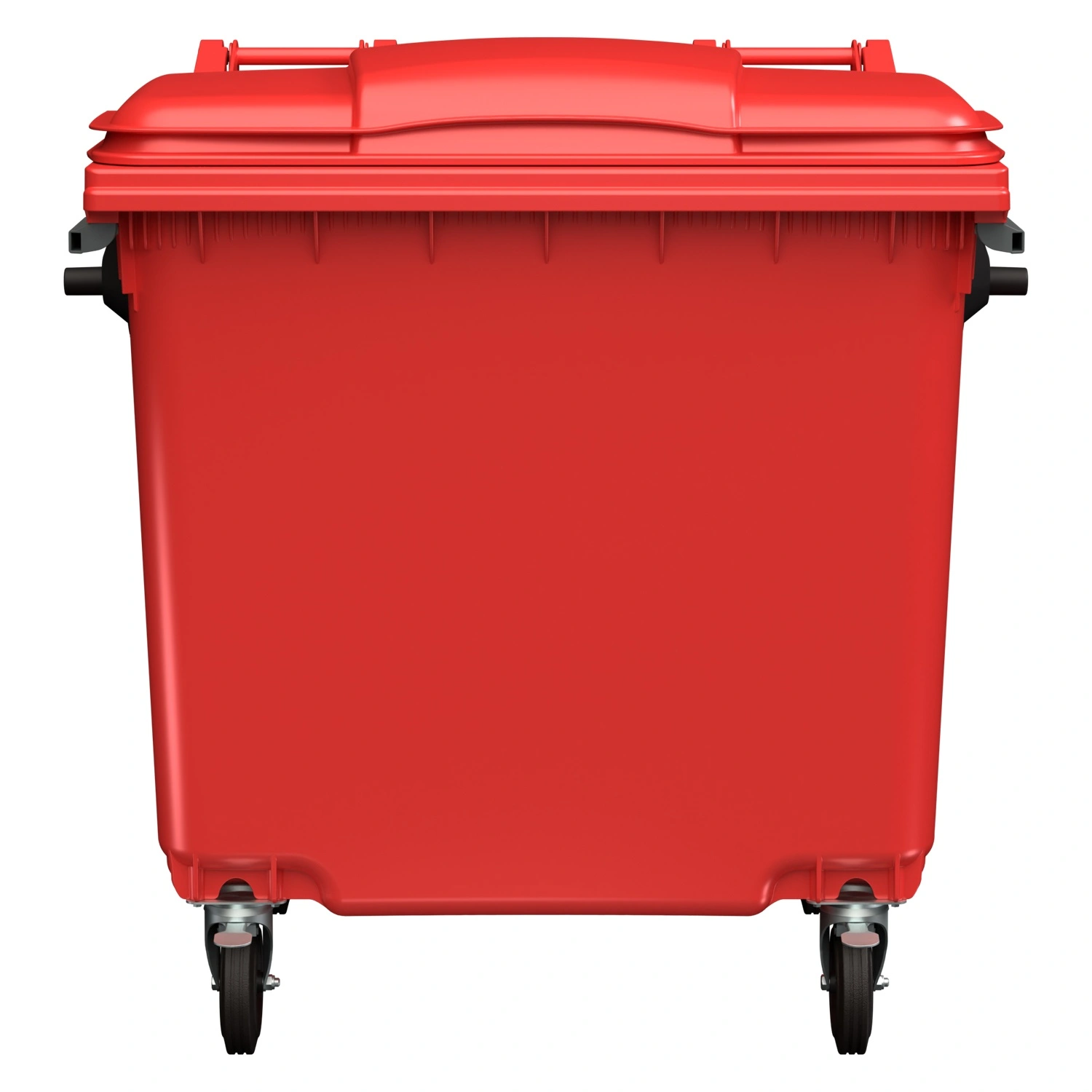 Мусорный контейнер 1100 л iPlast красный 4-колёсный с красной крышкой без педали