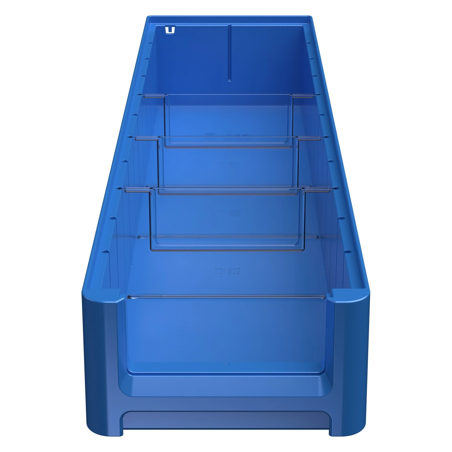 Полочный контейнер SK-61509 600х155х90 мм iPlast голубой с 3 поперечными перегородками и наклейкой 50х70 мм сбоку Полочный контейнер SK-61509 600х155х90 мм iPlast голубой с 3 поперечными перегородками и наклейкой 50х70 мм сбоку