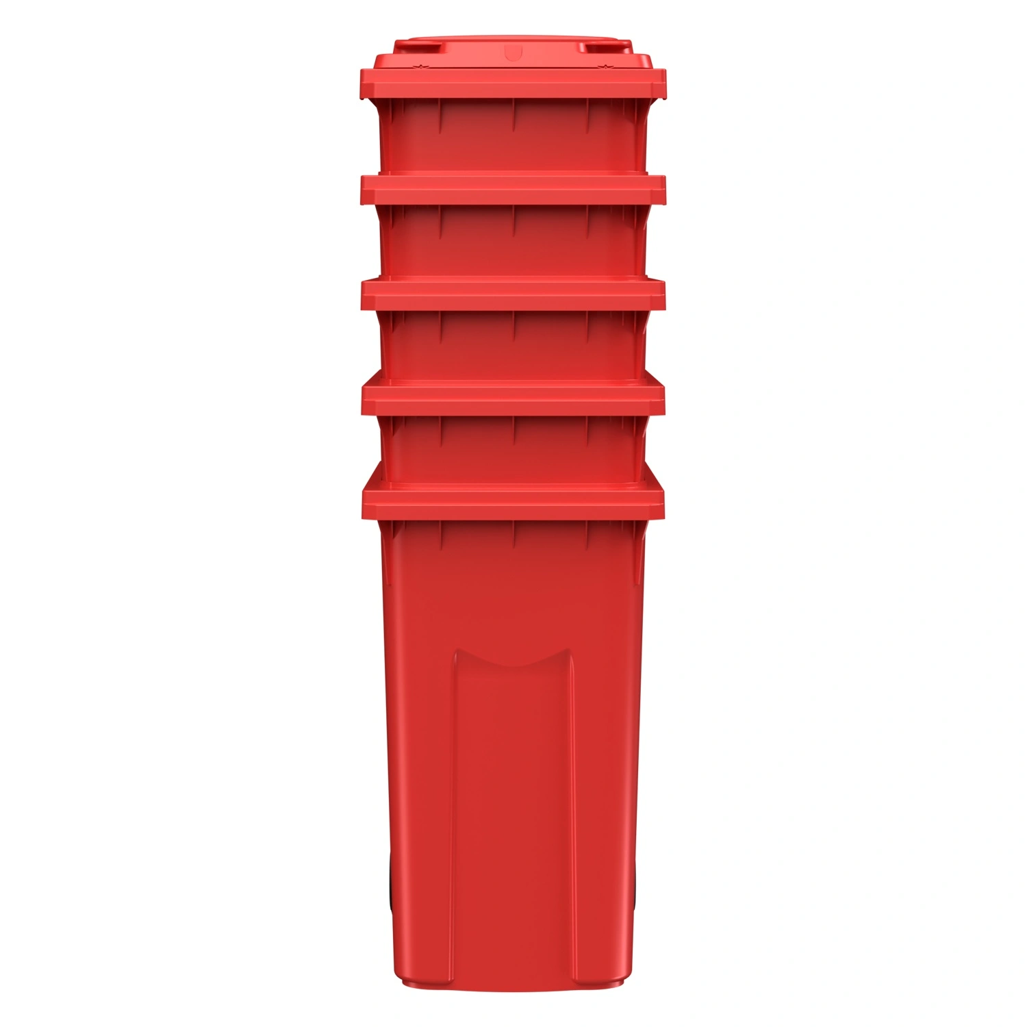 Мусорный контейнер 360 л iPlast красный 2-колёсный (д. 200 мм) с красной крышкой