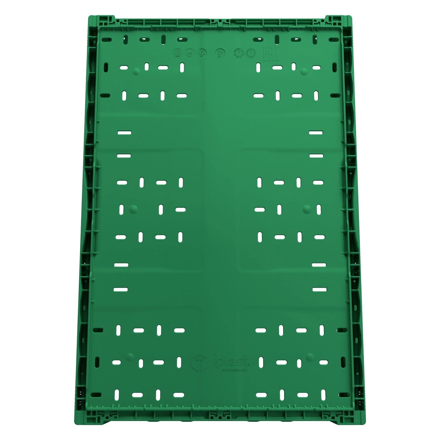 Складной ящик FC-6418 600х400х180 мм iPlast зелёный перфорированный Складной ящик FC-6418 600х400х180 мм iPlast зелёный перфорированный