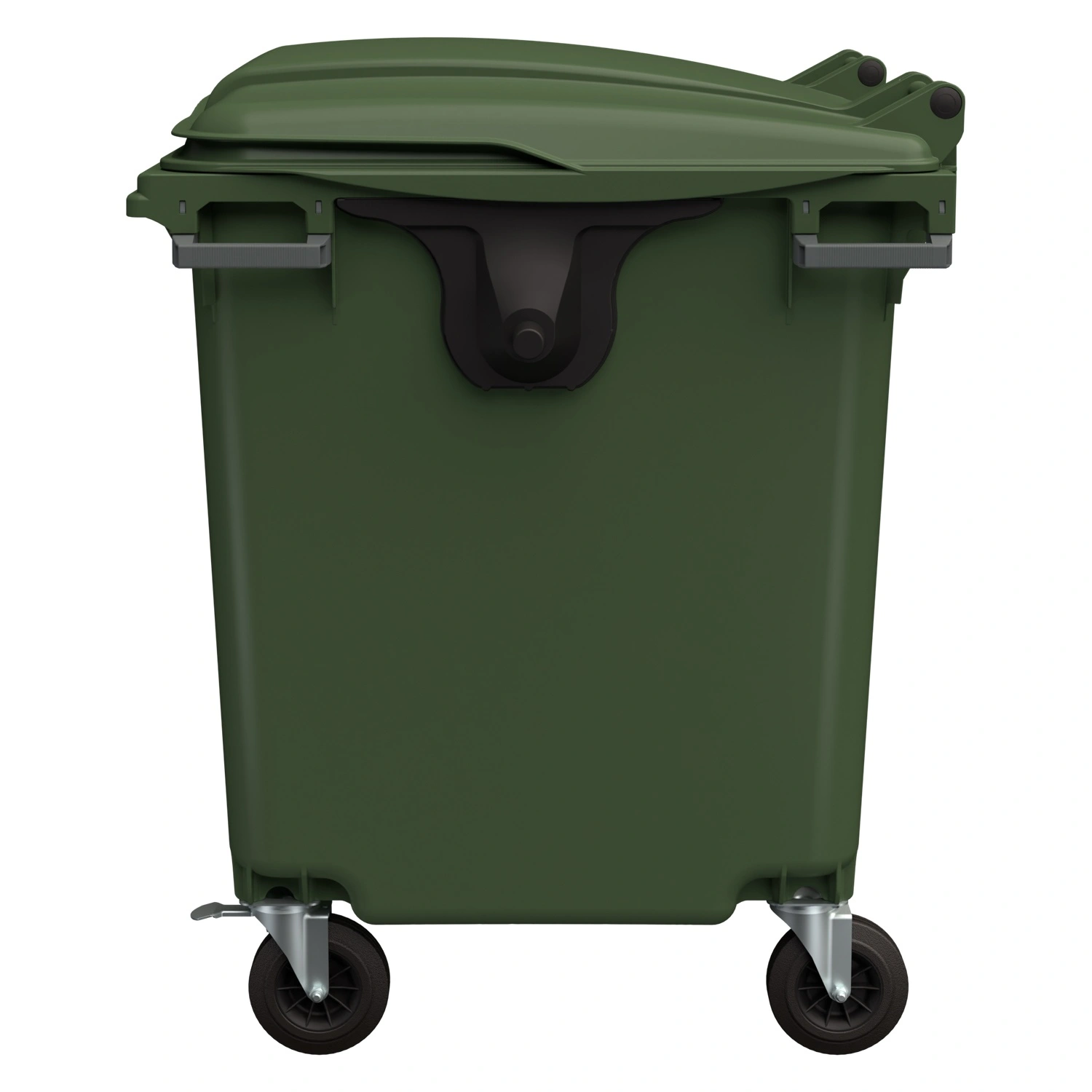 Мусорный контейнер 1100 л iPlast зелёный 4-колёсный с зелёной крышкой без педали N2 (20.809.2)