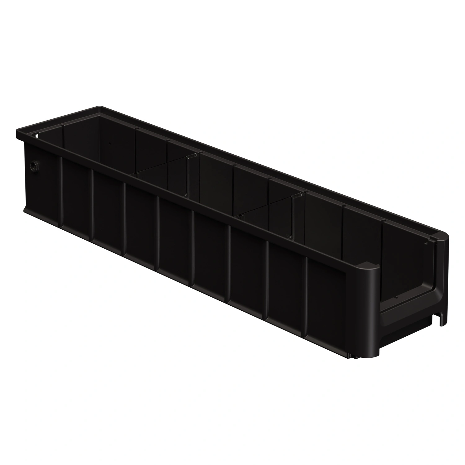 Полочный контейнер SK-5109 500х117х90 мм iPlast чёрный с 2 поперечными перегородками Полочный контейнер SK-5109 500х117х90 мм iPlast чёрный с 2 поперечными перегородками