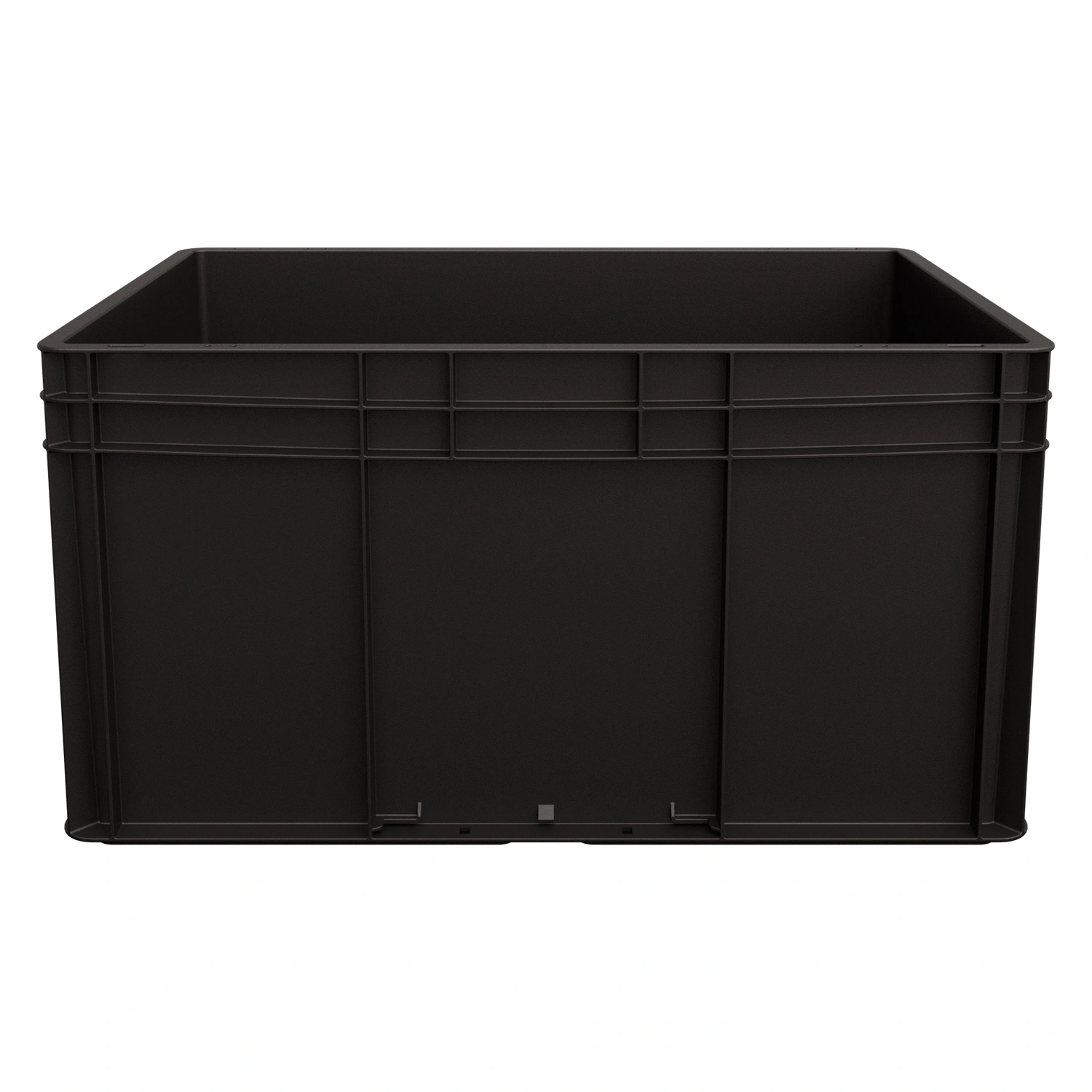 Евроконтейнер ЕС-6432.4 600х400х320 мм iPlast чёрный ЭКО с усиленным дном, закрытыми ручками