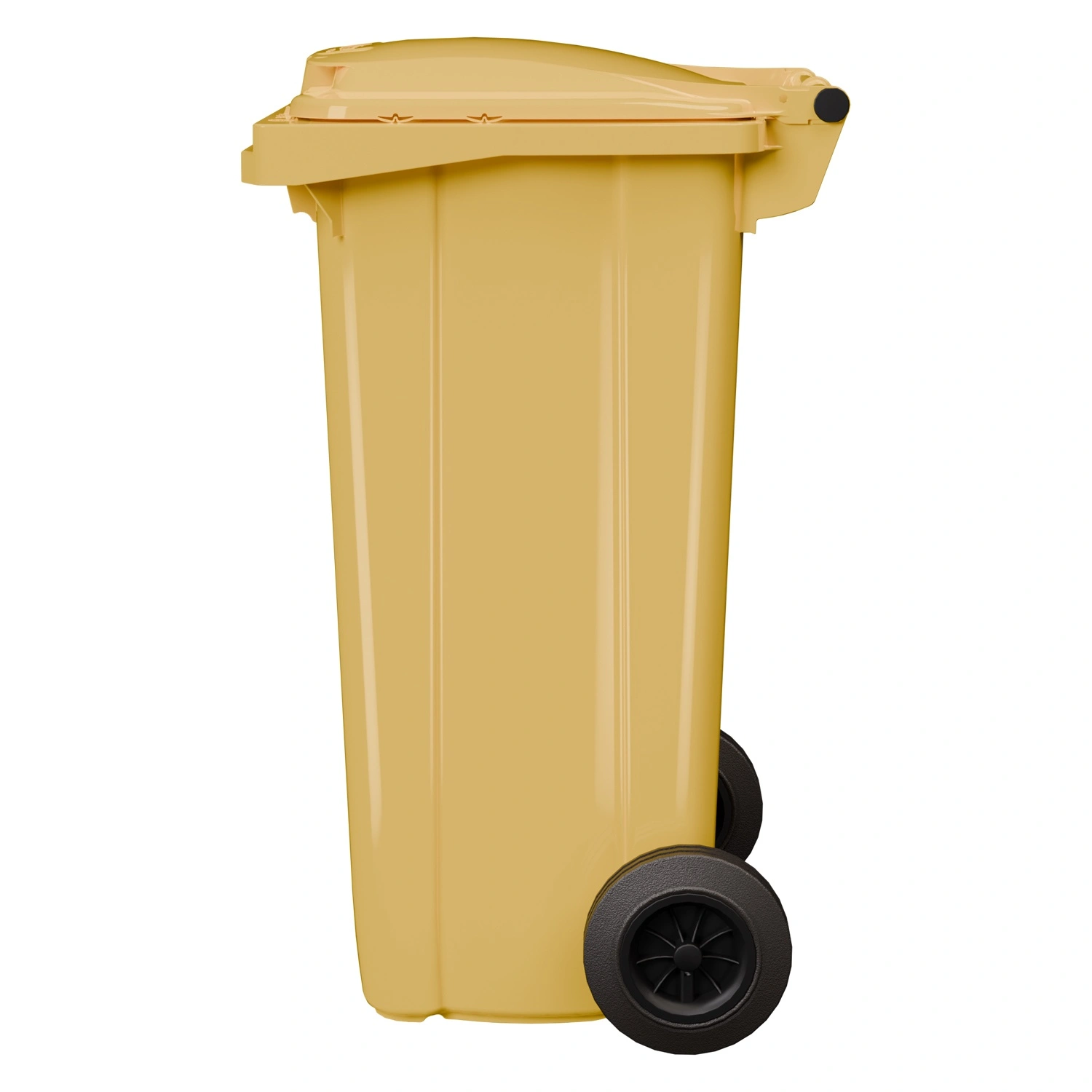 Мусорный контейнер 120 л iPlast жёлтый 2-колёсный (д. 200 мм) с жёлтой крышкой NEW (20.805)