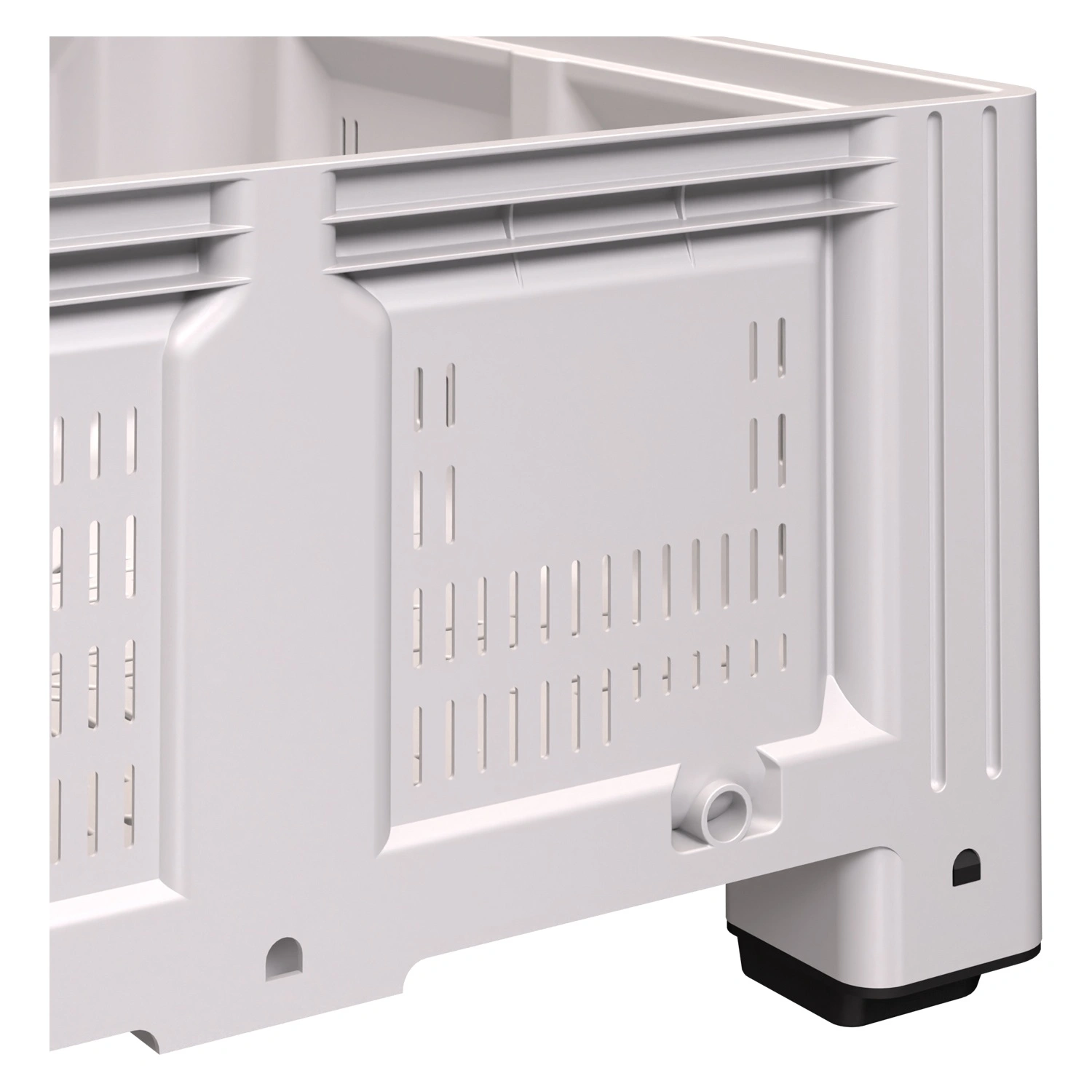Большой контейнер 1130x1130x580 мм iPlast iBOX светло-серый c перфорированными стенками и дном, на ножках