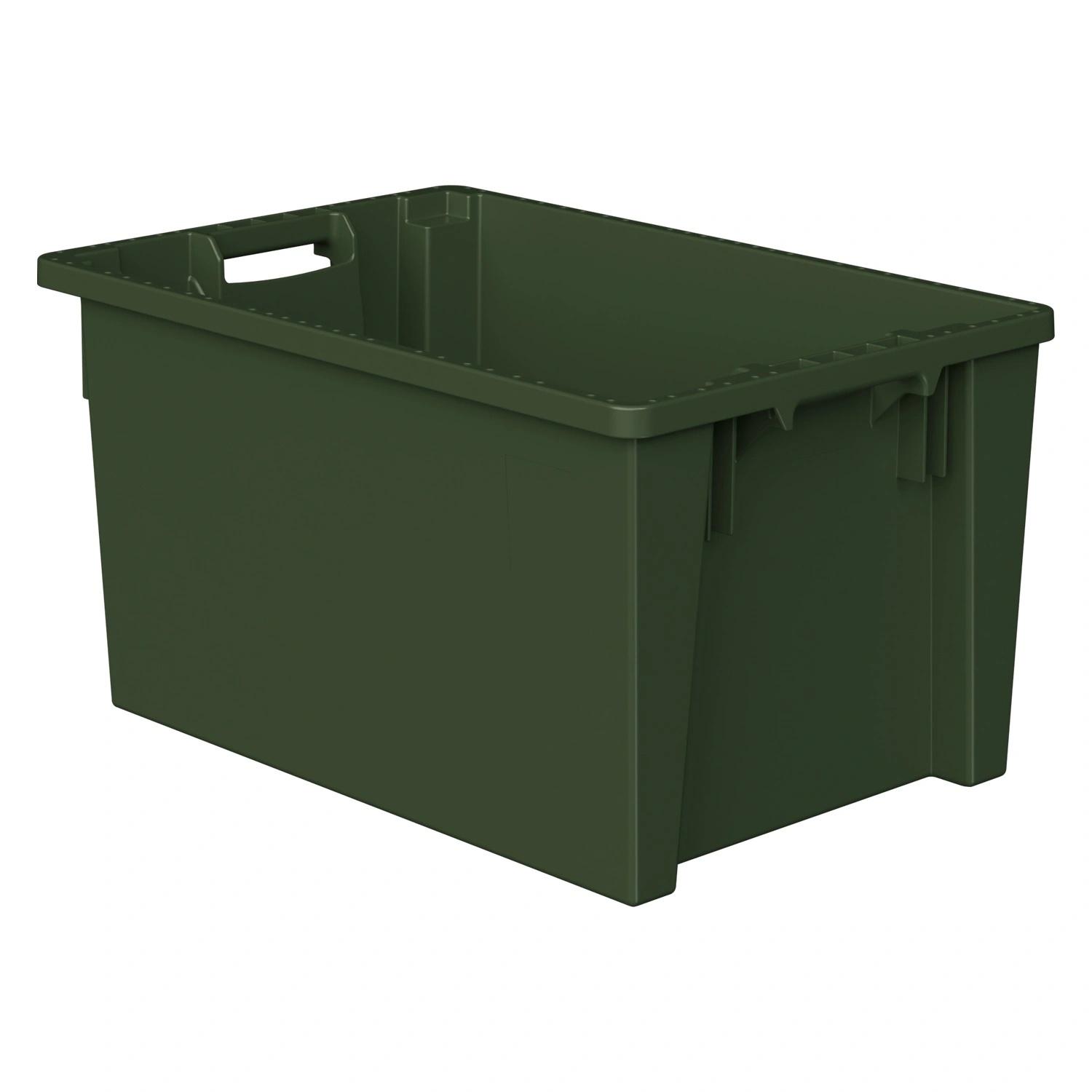 Поворотно-вкладываемый контейнер KD-6430.1 600х400х300 мм iPlast зелёный ЭКО со сплошным дном