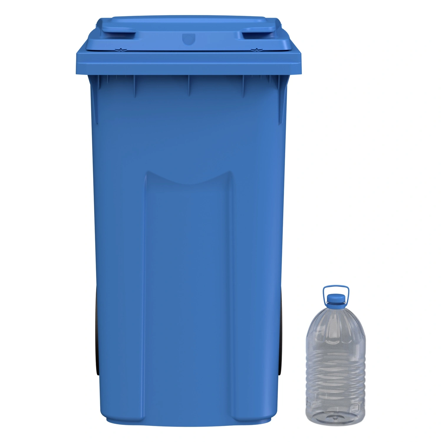 Мусорный контейнер 360 л iPlast тёмно-голубой 2-колёсный (д. 300 мм) с тёмно-голубой крышкой