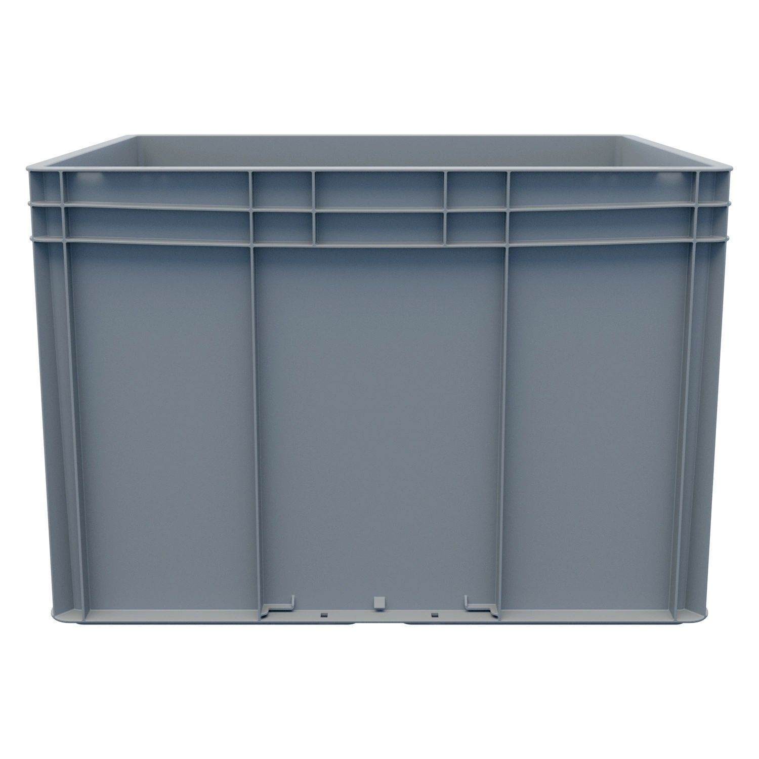 Евроконтейнер ЕС-6442.3 600х400х420 мм iPlast светло-серый с усиленным дном и открытыми ручками