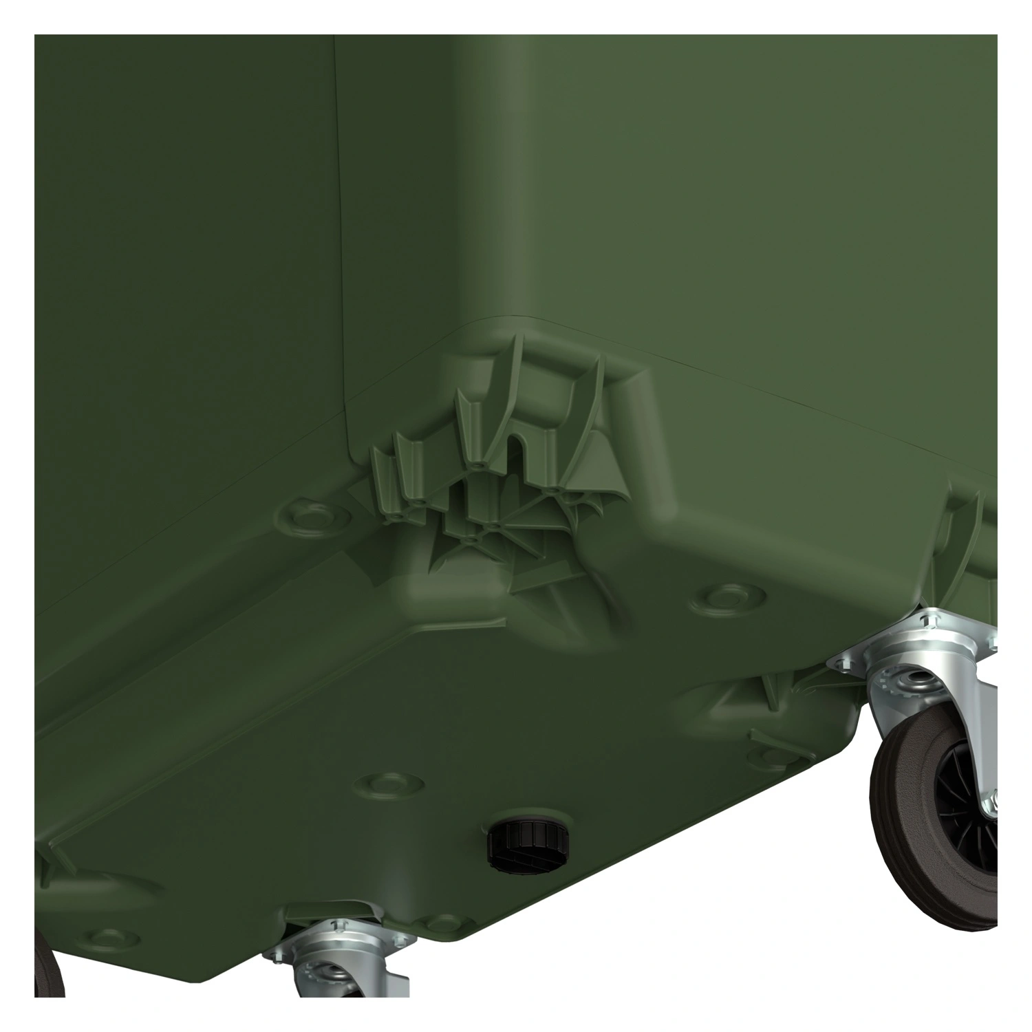 Мусорный контейнер 770 л iPlast зелёный 4-колёсный с зелёной крышкой