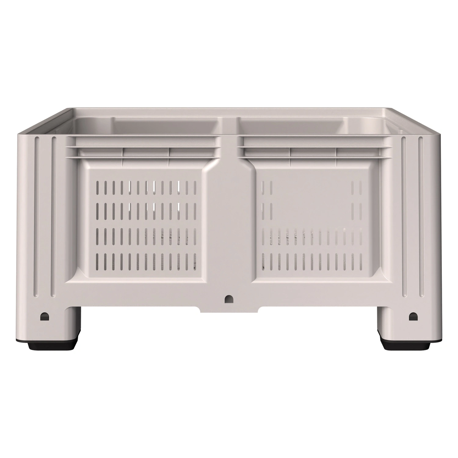 Большой контейнер 1130x1130x580 мм iPlast iBOX светло-серый c перфорированными стенками и дном, на ножках