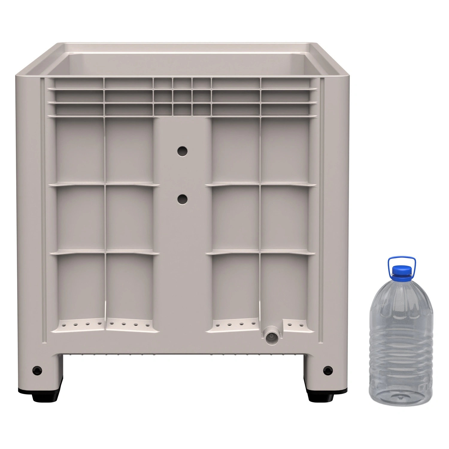 Большой контейнер 1200х800х800 мм iPlast iBOX светло-серый со сплошными стенками и дном, на ножках