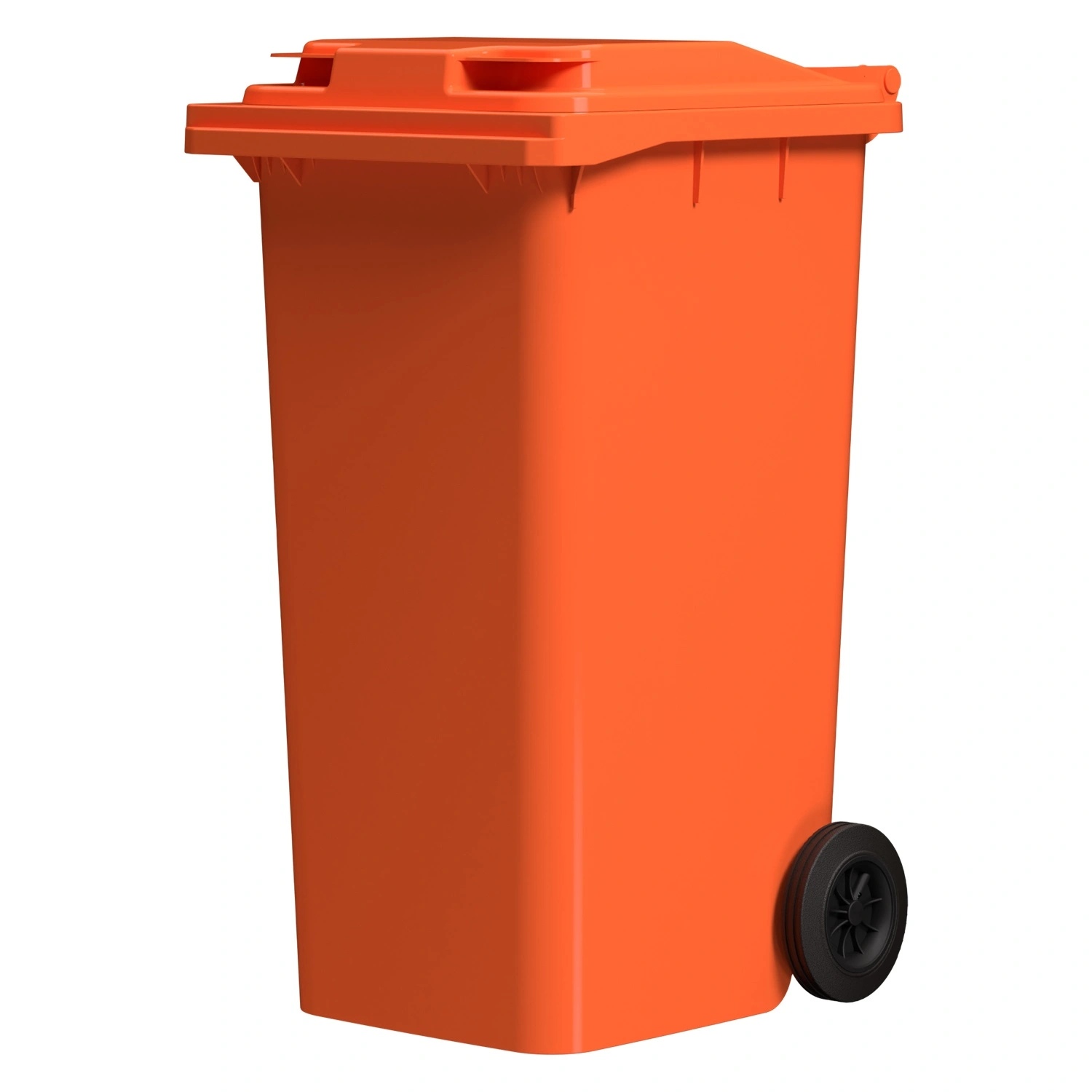 Мусорный контейнер 240 л iPlast оранжевый 2-колёсный (д. 200 мм) с оранжевой полипропиленовой крышкой Мусорный контейнер 240 л iPlast оранжевый 2-колёсный (д. 200 мм) с оранжевой полипропиленовой крышкой