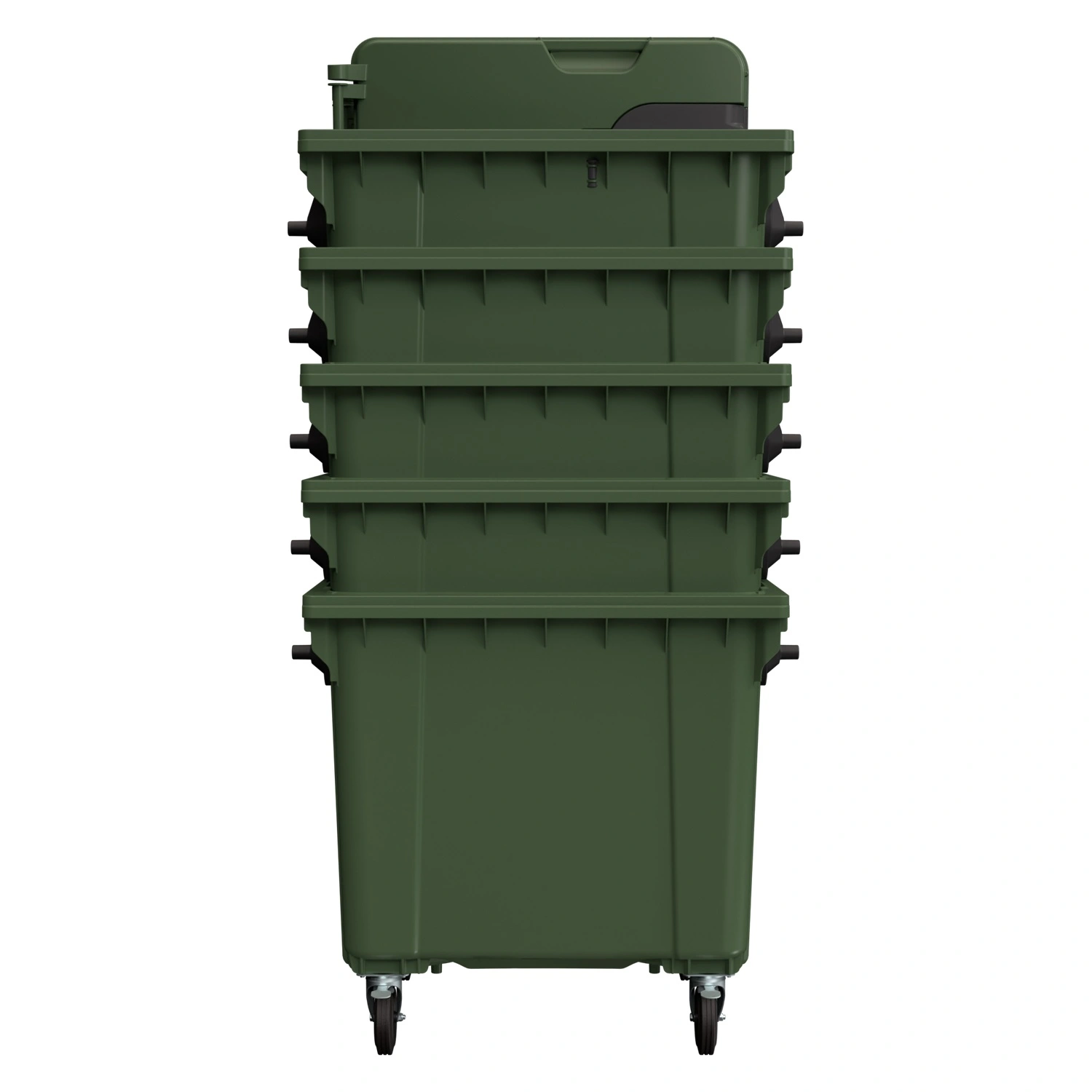 Мусорный контейнер 1100 л iPlast зелёный 4-х колёс. с зелёной крышкой и тёмно-серой крышкой TwinLid N2 (20.807.2)