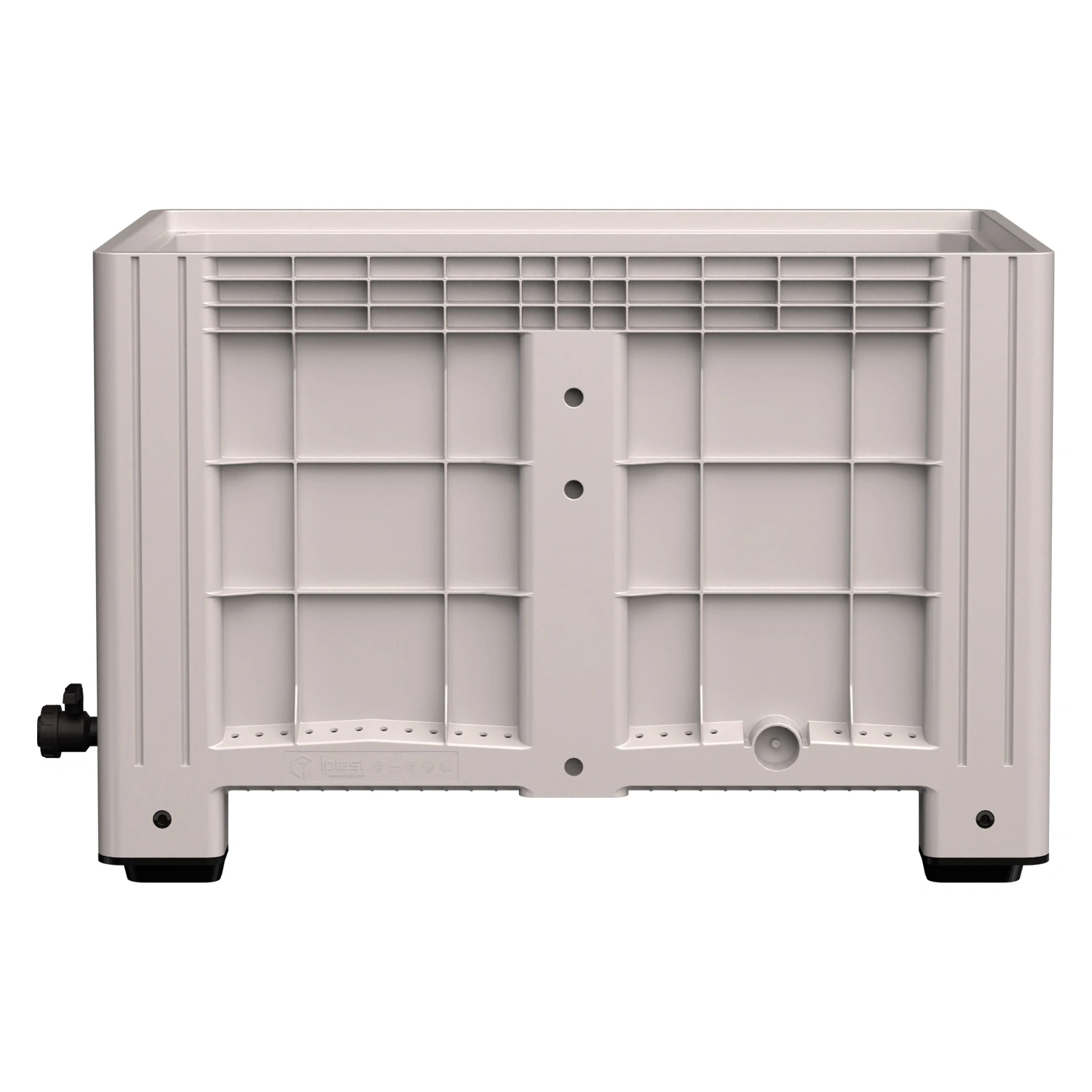 Большой контейнер 1200х800х800 мм iPlast iBOX светло-серый со сплош. стенками и дном на ножках с краном 1 дюйм Большой контейнер 1200х800х800 мм iPlast iBOX светло-серый со сплош. стенками и дном на ножках с краном 1 дюйм