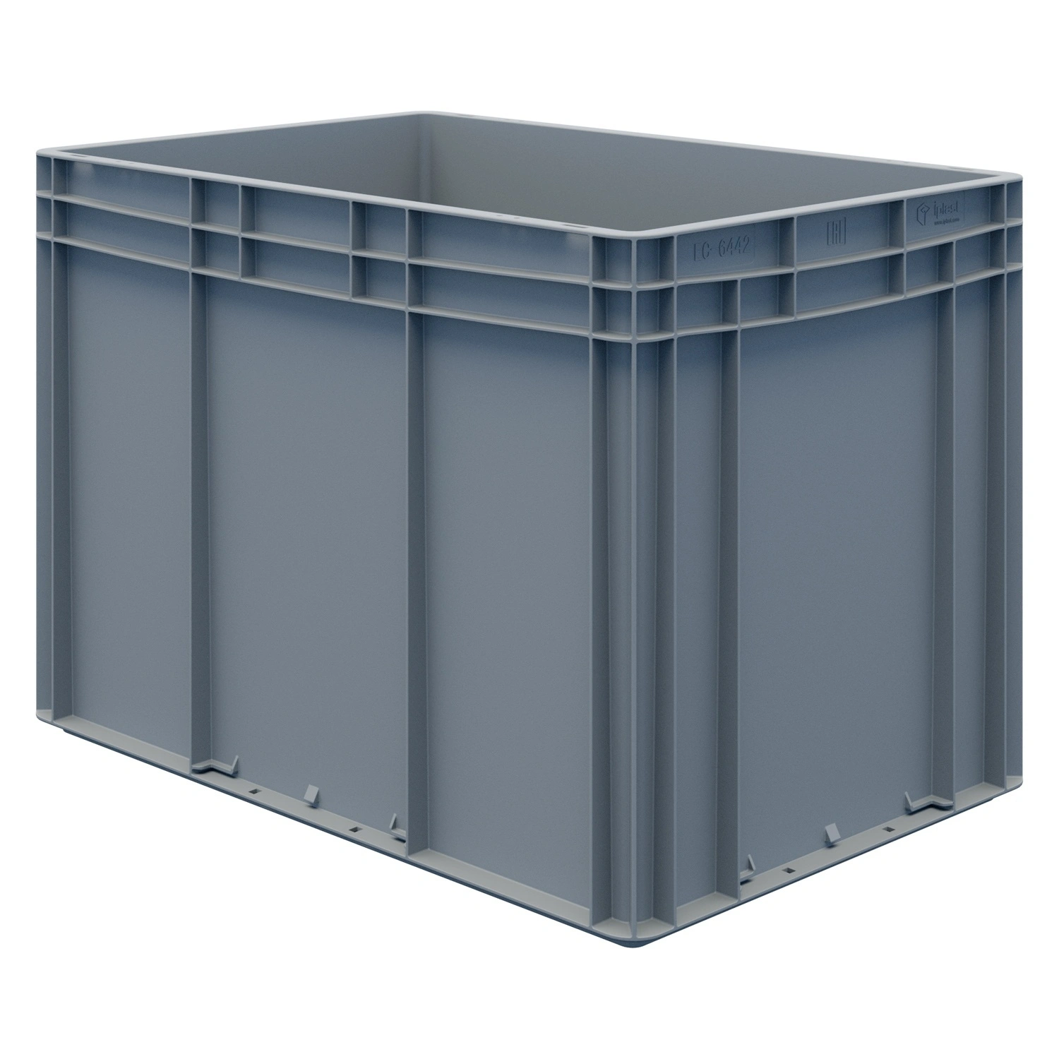 Евроконтейнер ЕС-6442.2 600х400х420 мм iPlast светло-серый со сплошным дном и закрытыми ручками