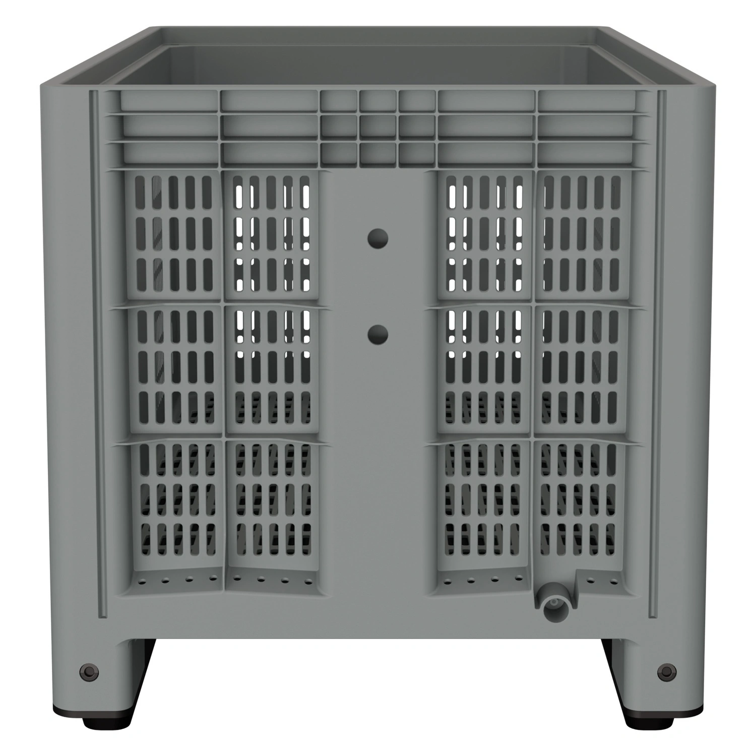 Большой контейнер 1200x800x800 мм iPlast iBOX светло-серый c перфорированными стенками и дном, на полозьях