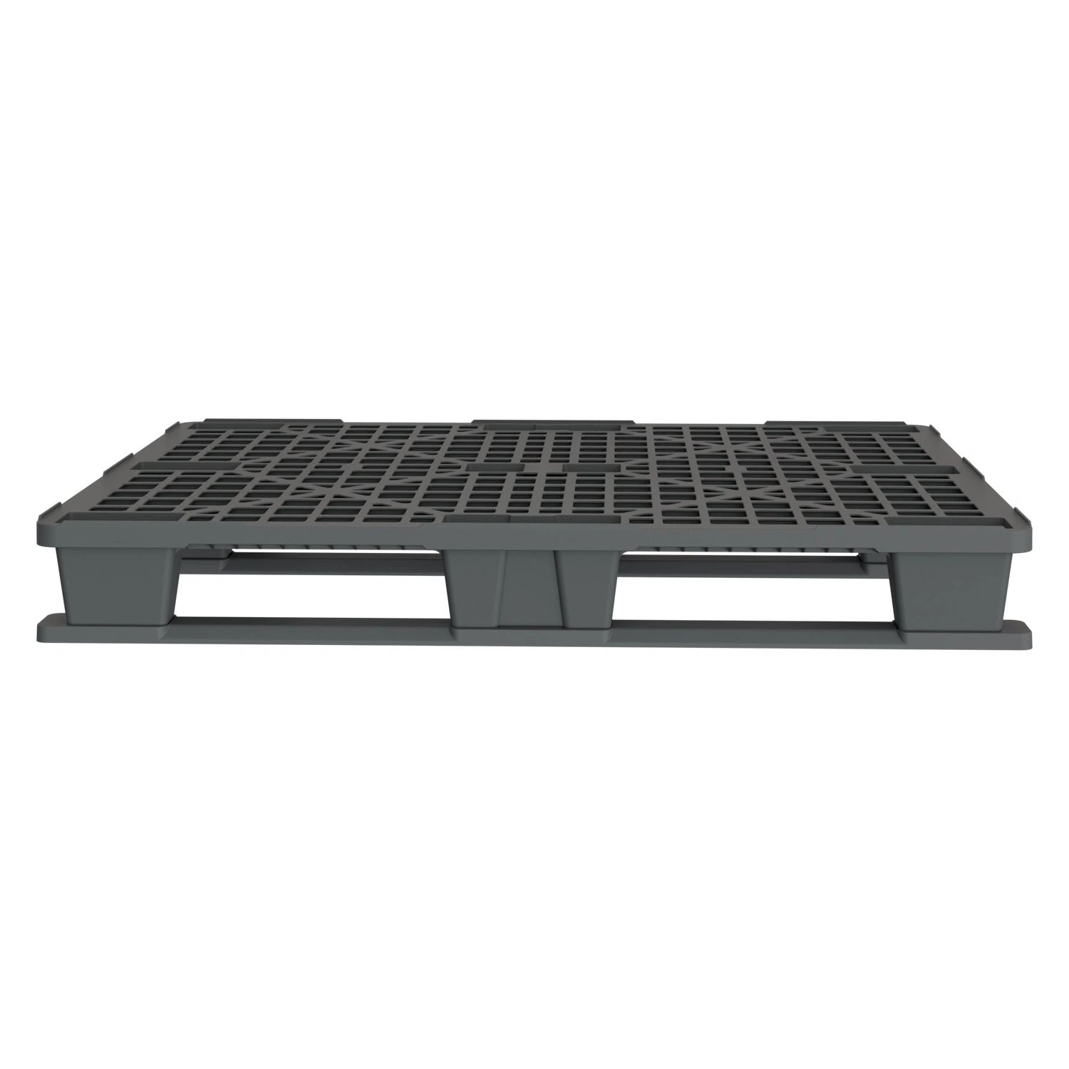 Пластиковый паллет 1200x1000x145 мм iPlast серый перфорированный на 3 полозьях с бортиком