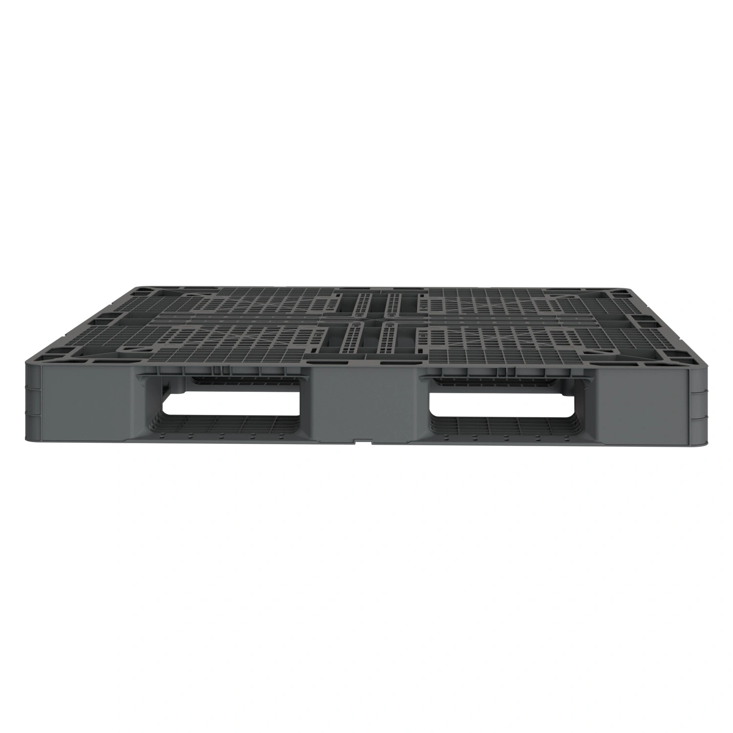 Пластиковый паллет 1050х1050х120 мм iPlast серый перфорированный на 6 полозьях с бортиком для биг-бэгов