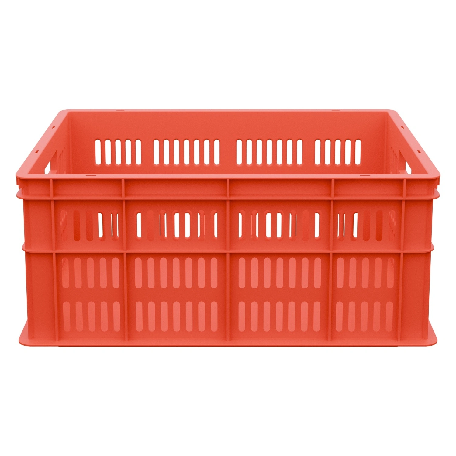 Пищевой ящик универсальный 600х400х259 мм iPlast красный ЭКО с крупно-перфорированными стенками и сплошным дном