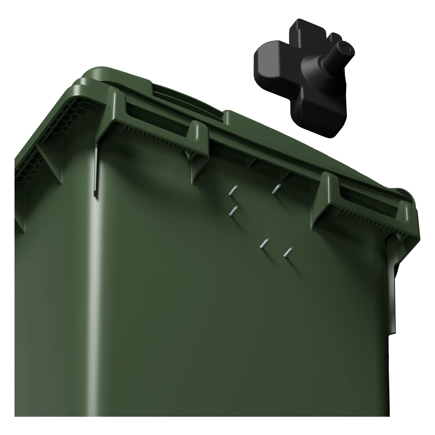 Мусорный контейнер 660 л iPlast зелёный 4-колёсный с зелёной крышкой