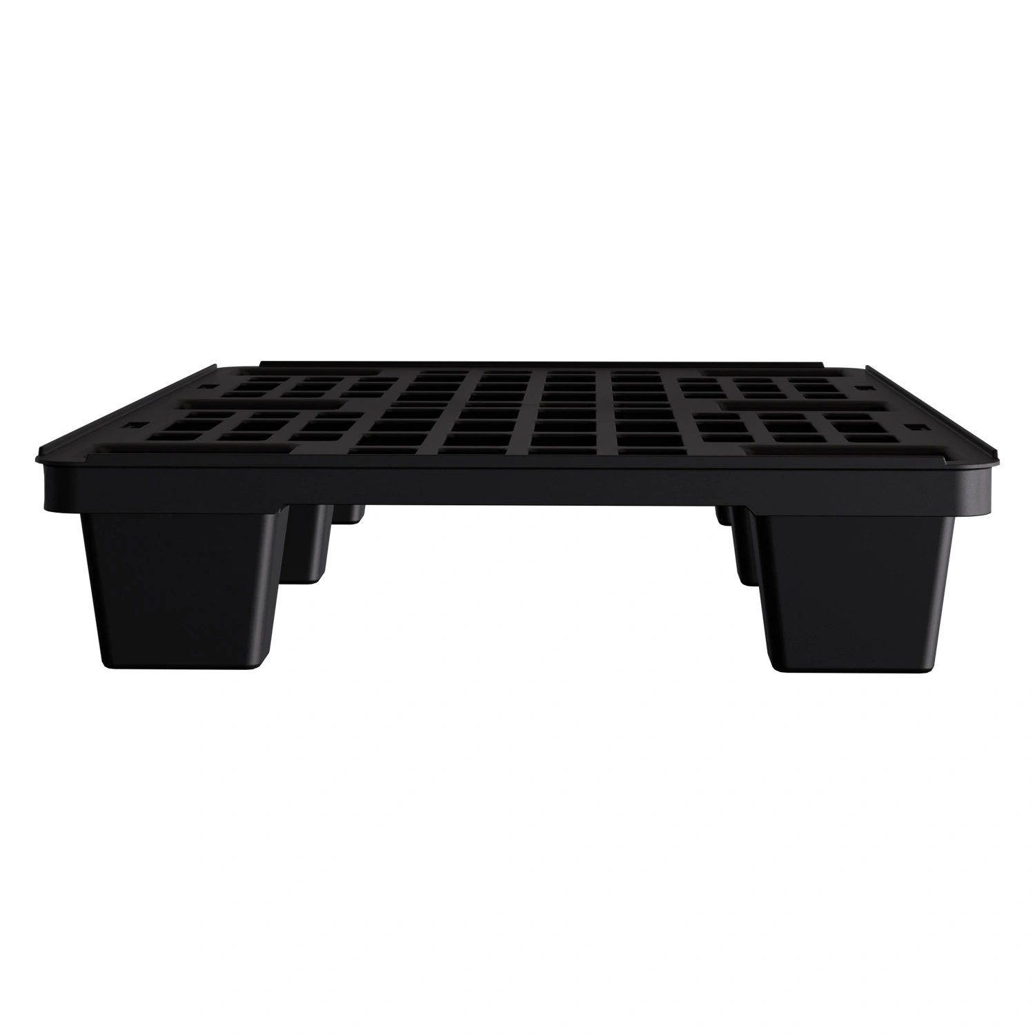 Пластиковый паллет 800x600x135 мм iPlast чёрный ЭКО перфорированный на ножках с бортиком