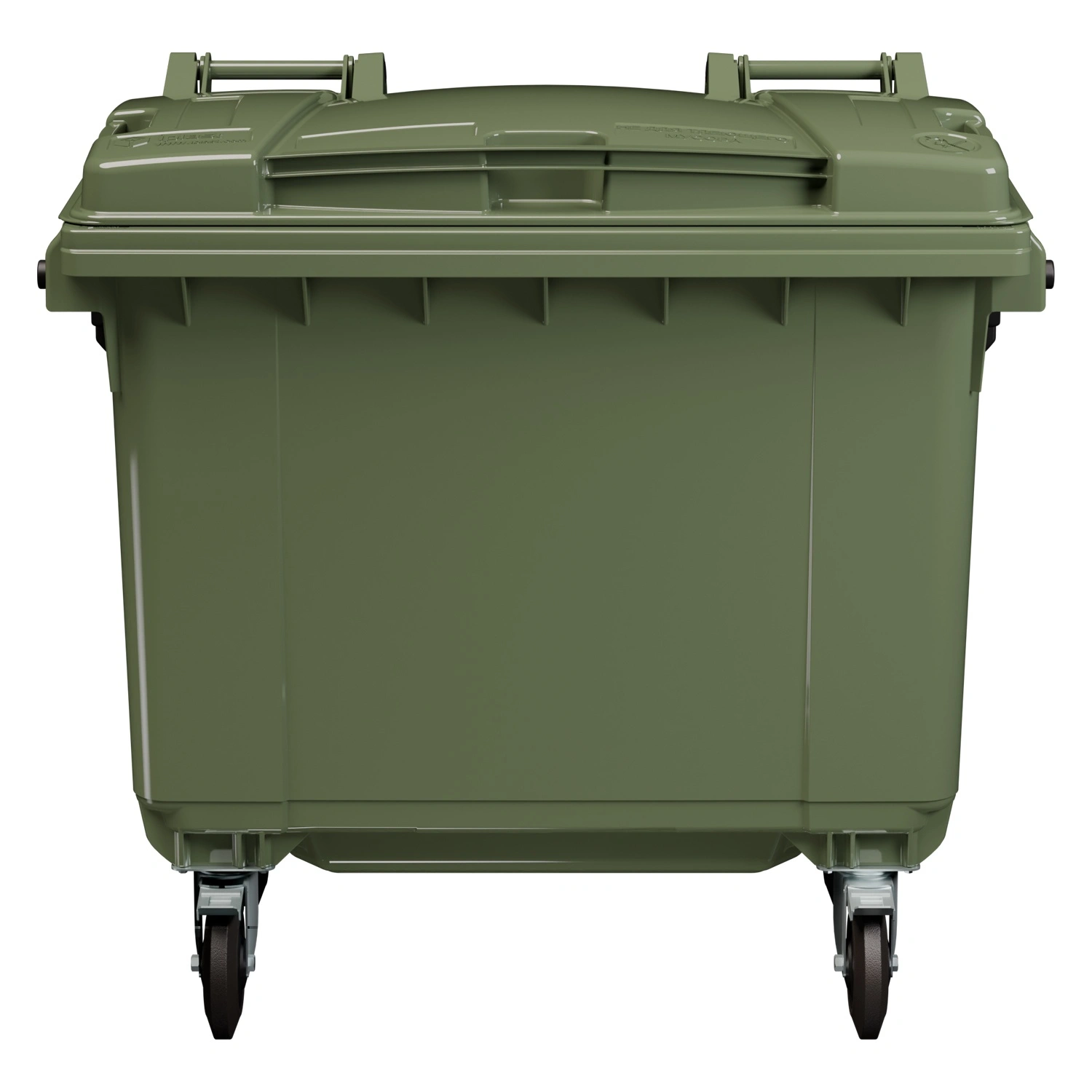 Мусорный контейнер 660 л iPlast зелёный 4-колёсный с зелёной крышкой