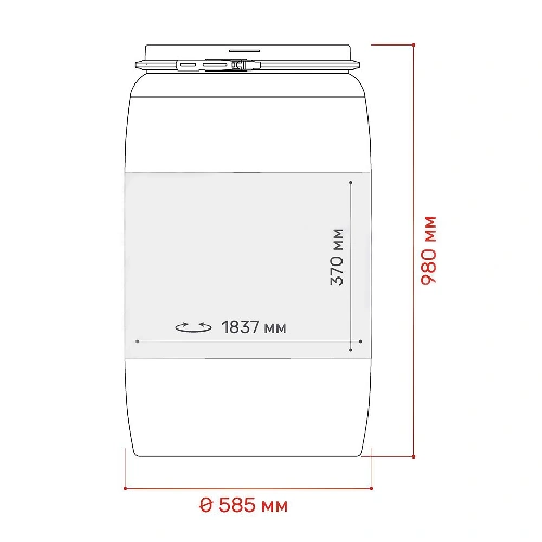Размеры пластиковых бочек объемом 227 литров с&nbsp;крышкой (Open Top)