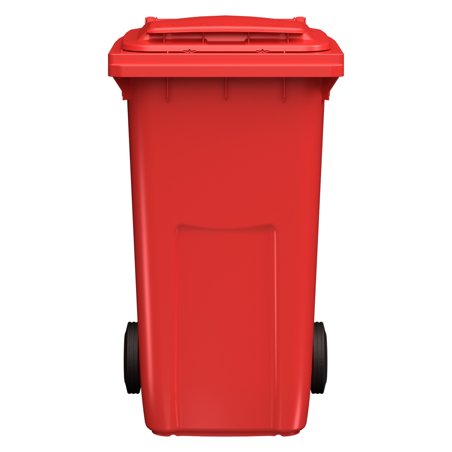 Мусорный контейнер 240 л iPlast красный 2-колёсный (д. 200 мм) с красной крышкой NEW (20.808)