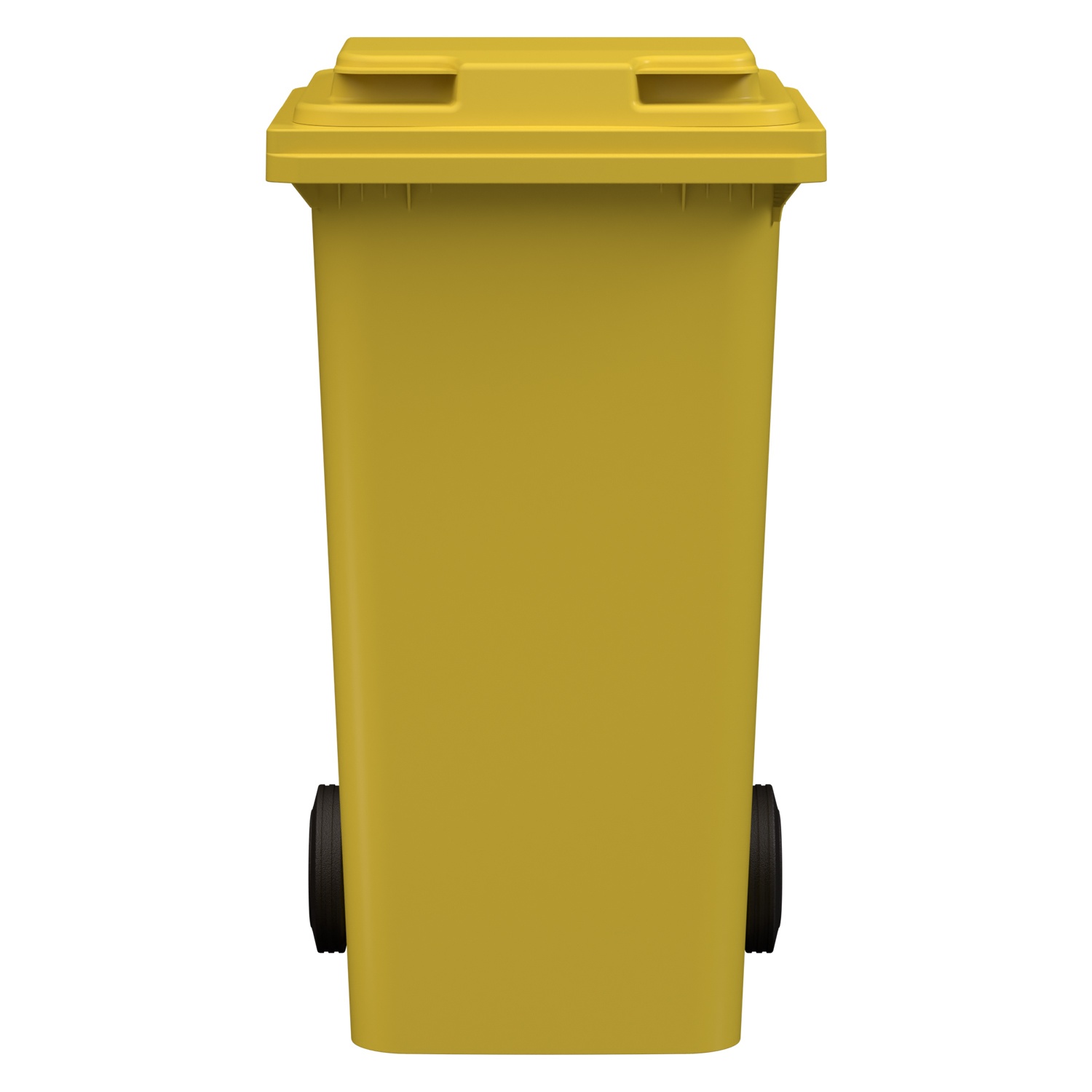 Мусорный контейнер 240 л iPlast жёлтый 2-колёсный (д. 200 мм) с жёлтой полипропиленовой крышкой