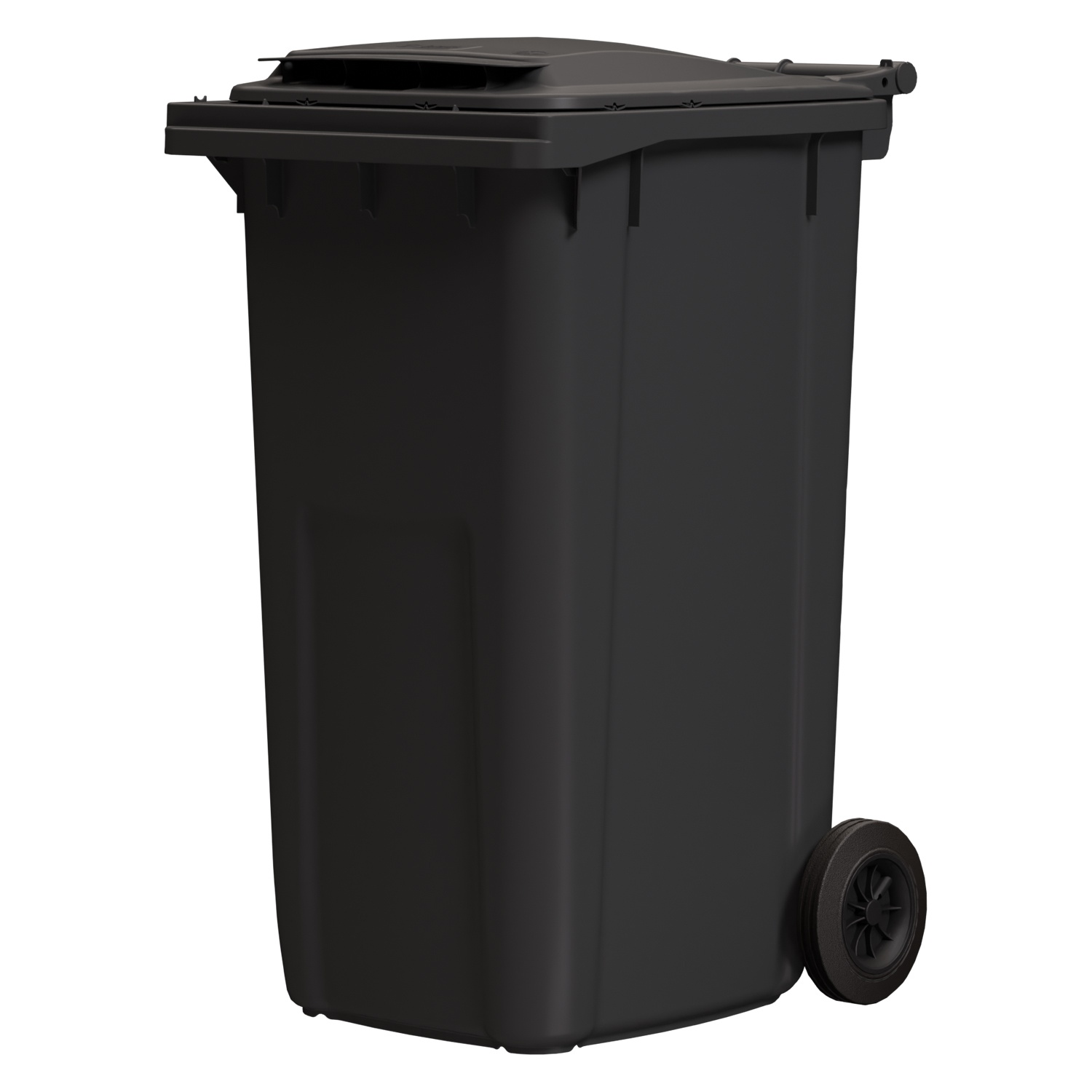 Мусорный контейнер 240 л iPlast тёмно-серый 2-колёсный (д. 200 мм) с тёмно-серой крышкой NEW (20.808)