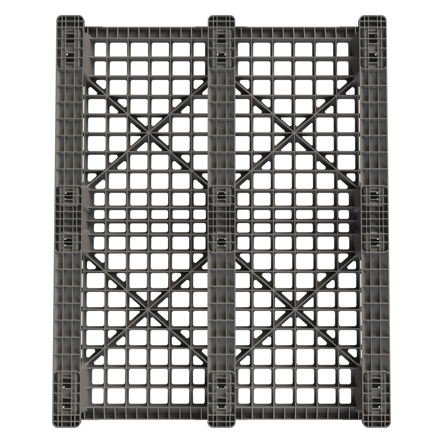 Пластиковый паллет 1200x1000x145 мм iPlast серый перфорированный на 3 полозьях с бортиком