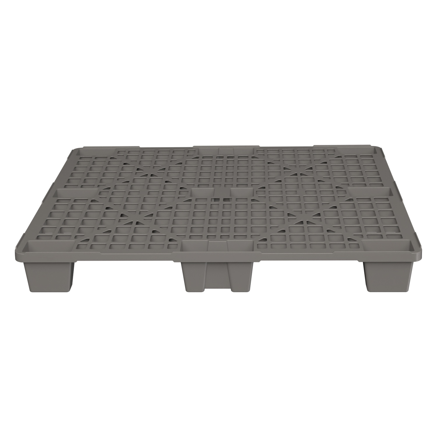 Пластиковый паллет 1200x1000x135 мм iPlast серый перфорированный на ножках с бортиком