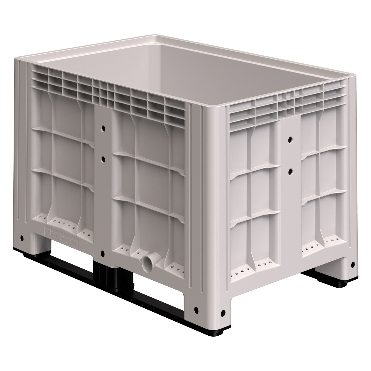 Большой контейнер 1200x800x800 мм iPlast iBOX светло-серый со сплошными стенками и дном, на полозьях