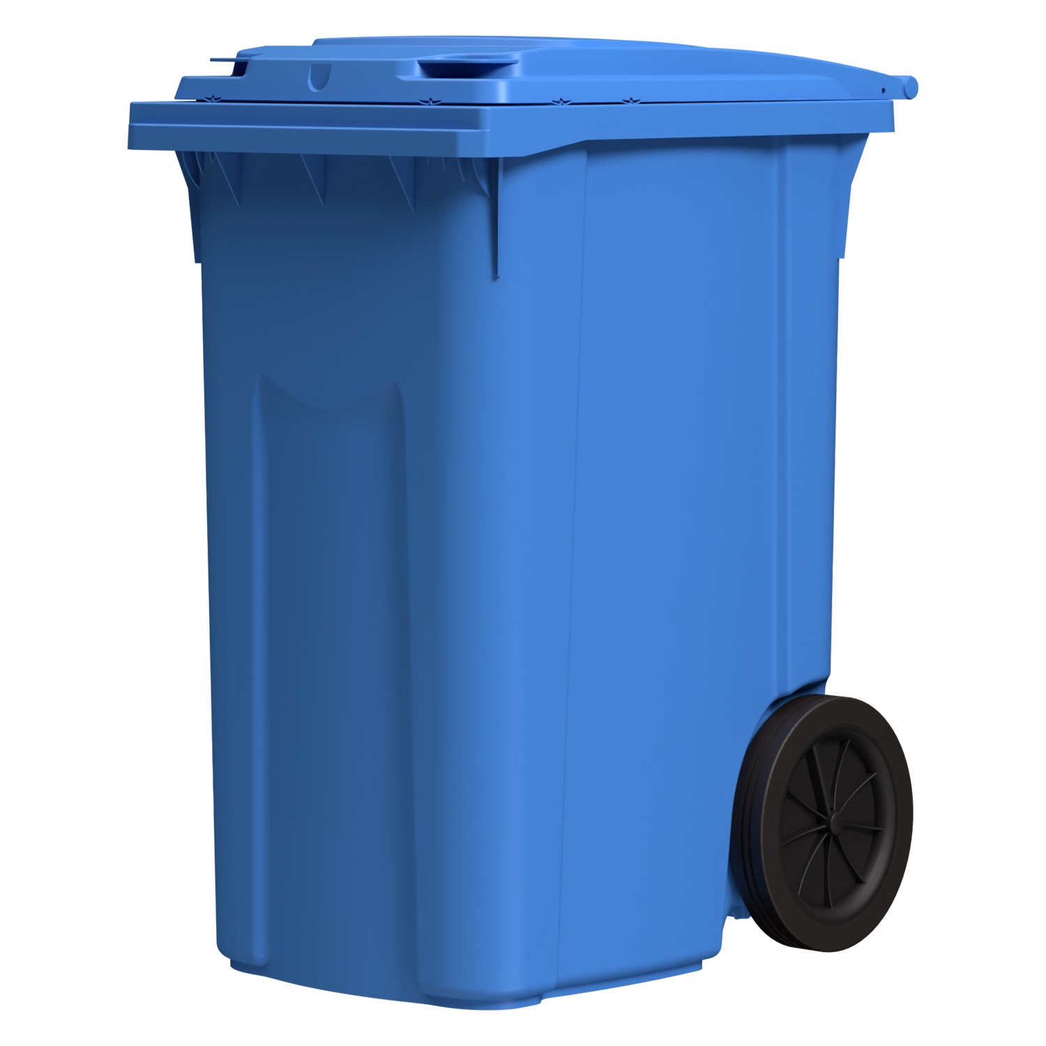 Мусорный контейнер 360 л iPlast синий 2-колёсный (д. 300 мм) с синей крышкой