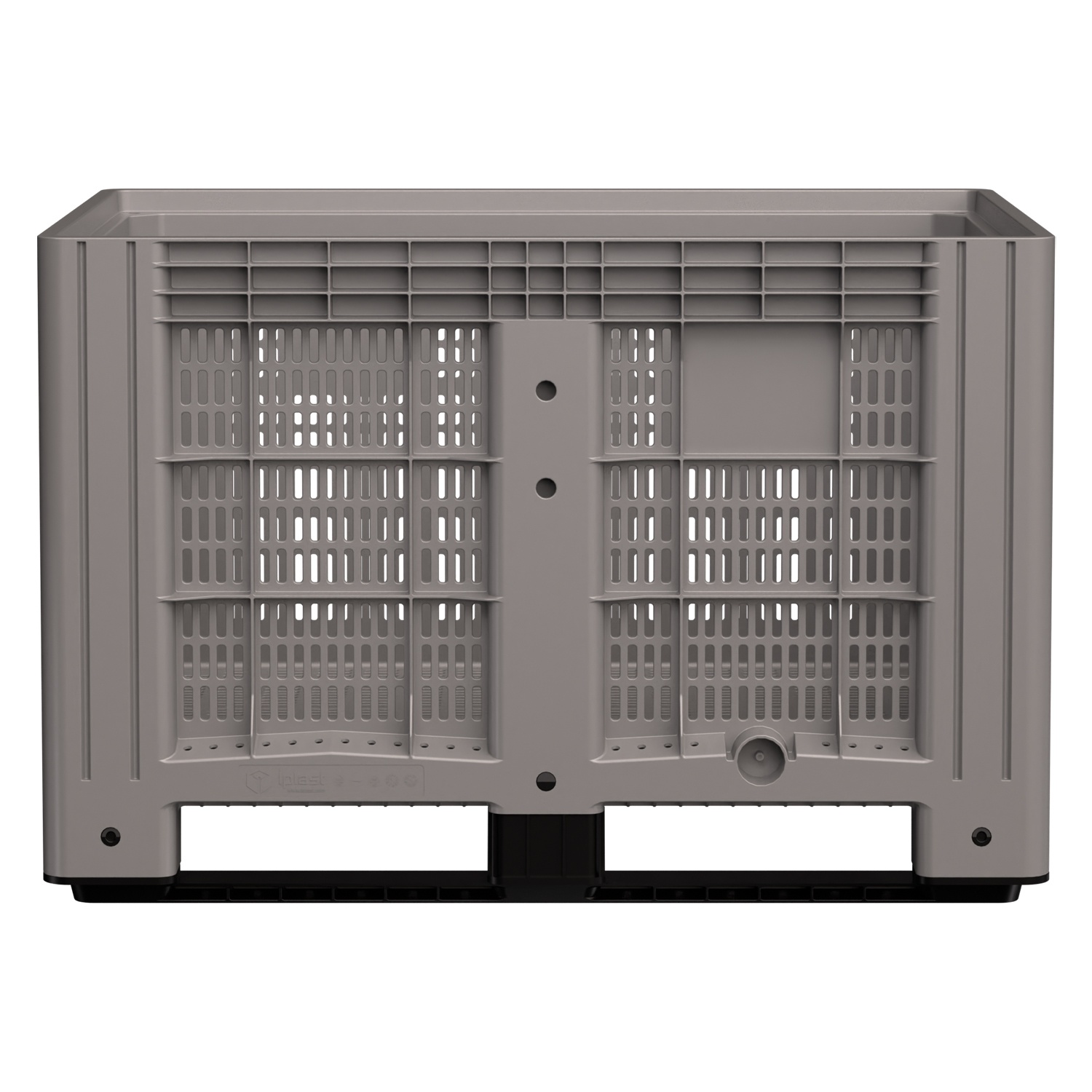 Большой контейнер 1200x800x800 мм iPlast iBOX серый c перфорированными стенками и дном, на полозьях