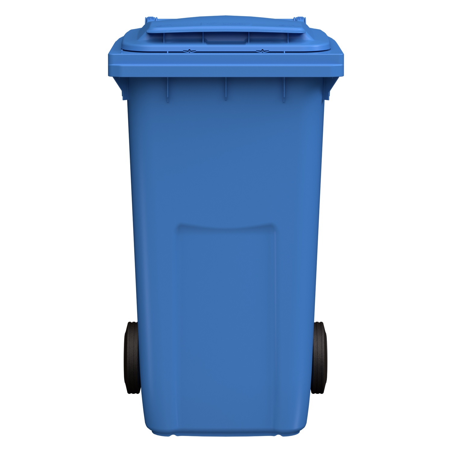 Мусорный контейнер 240 л iPlast тёмно-голубой 2-колёсный (д. 200 мм) с тёмно-голубой крышкой