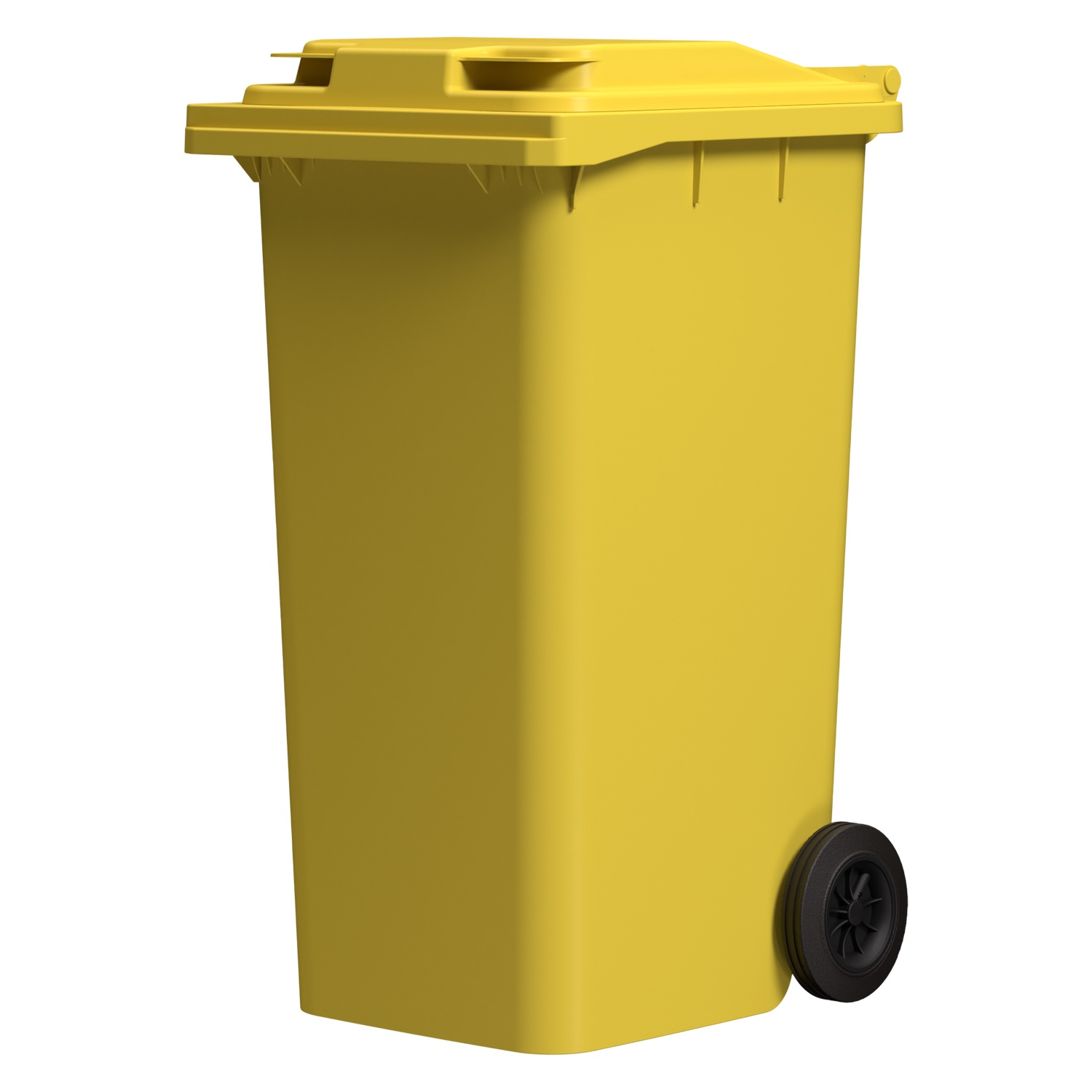Мусорный контейнер 240 л iPlast жёлтый 2-колёсный (д. 200 мм) с жёлтой полипропиленовой крышкой