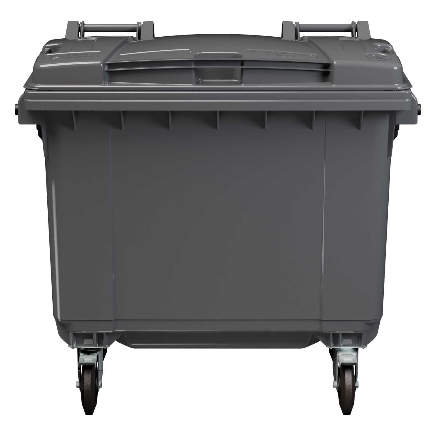 Мусорный контейнер 660 л iPlast тёмно-серый 4-колёсный с тёмно-серой крышкой