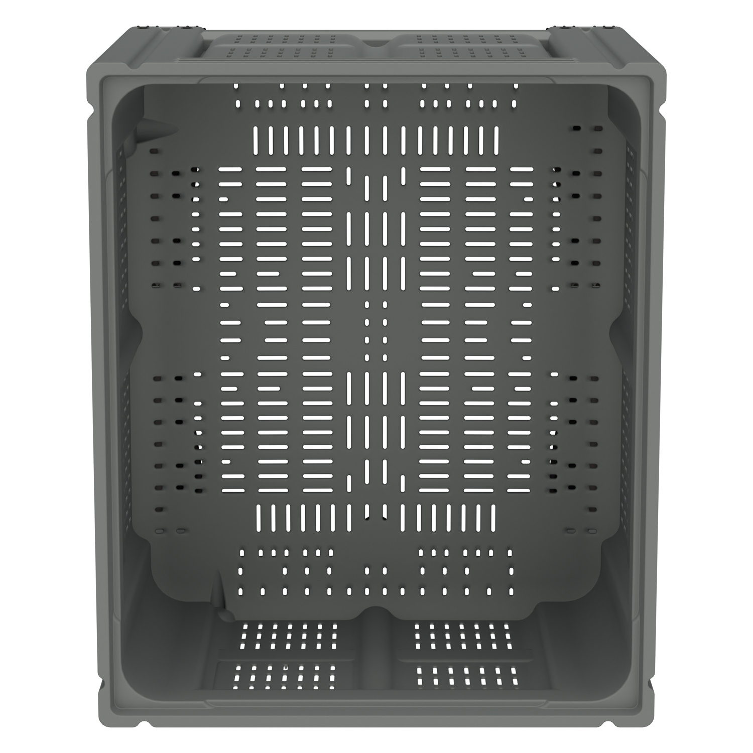 Большой контейнер 1200x1000x780 мм iPlast iBOX светло-серый c перфорированными стенками и дном, на полозьях
