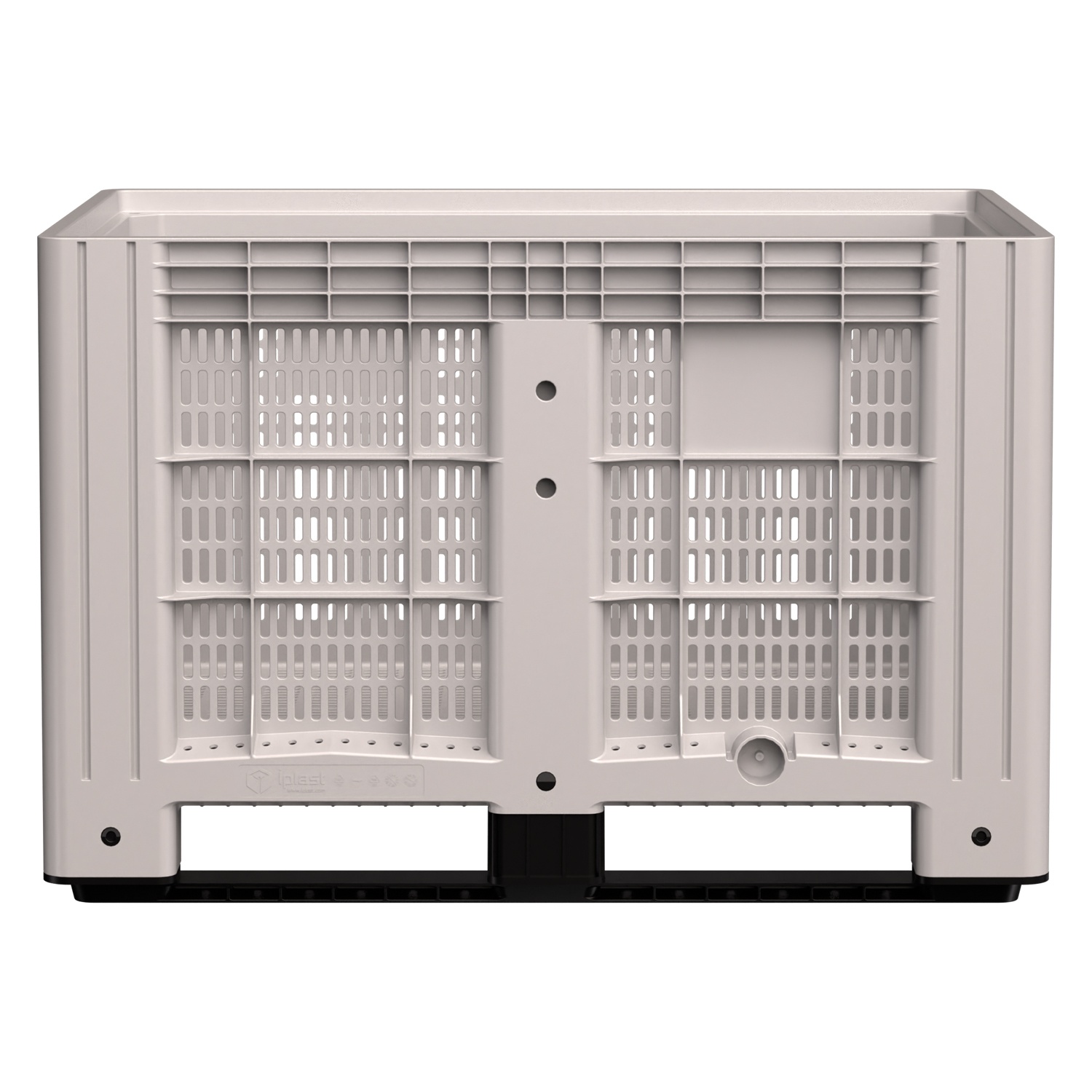 Большой контейнер 1200x800x800 мм iPlast iBOX светло-серый c перфорированными стенками и дном, на полозьях