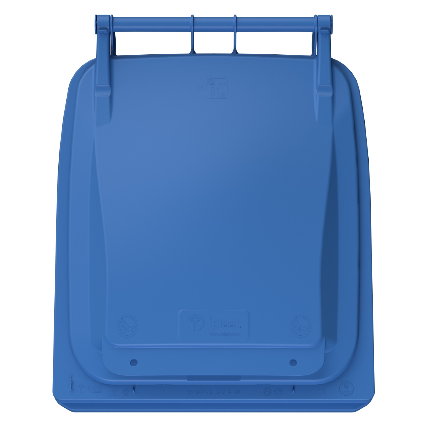 Мусорный контейнер 240 л iPlast тёмно-голубой 2-колёсный (д. 200 мм) с тёмно-голубой крышкой