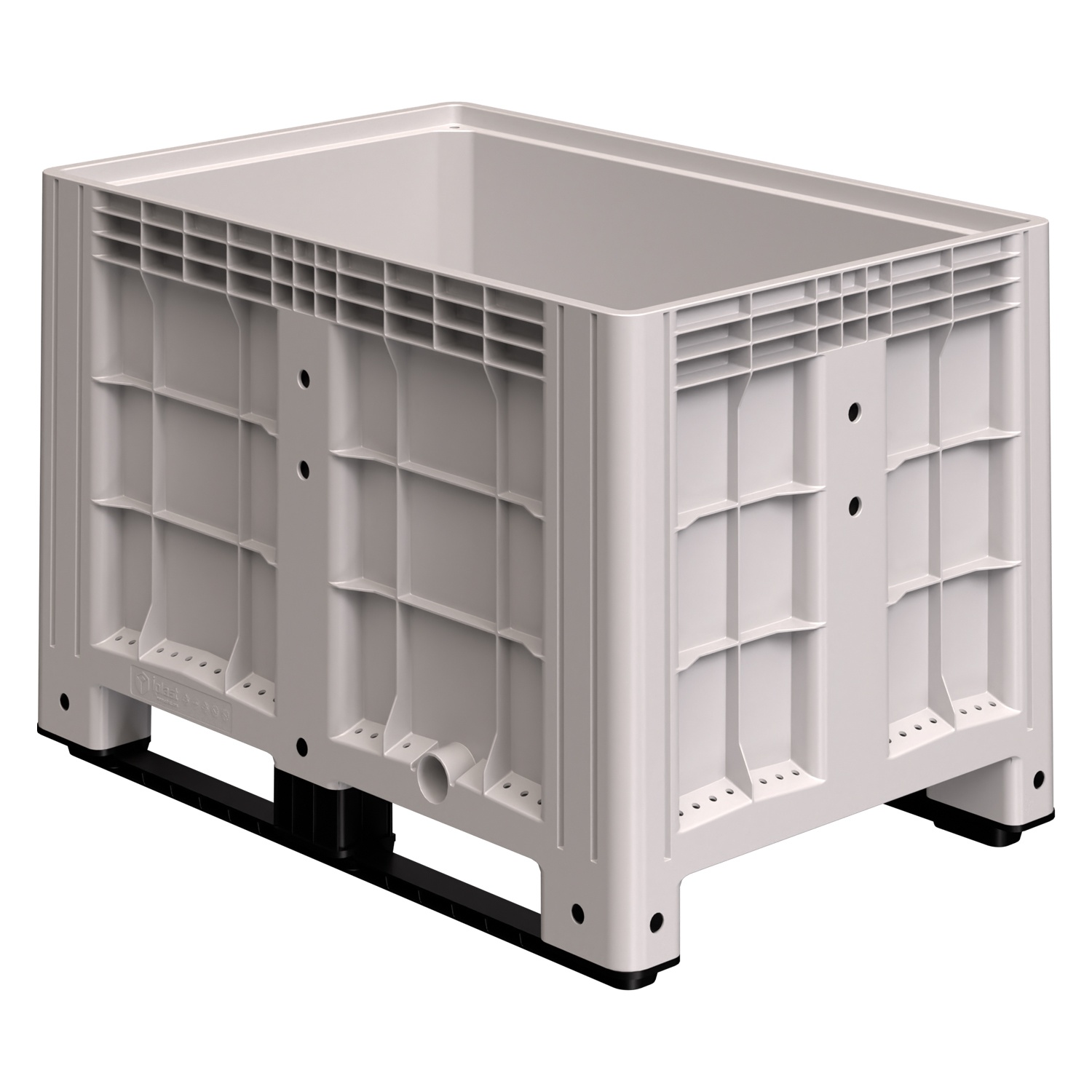 Большой контейнер 1200х800х800 мм iPlast iBOX светло-серый со сплош. стенками и дном на полозьях с краном 1 дюйм