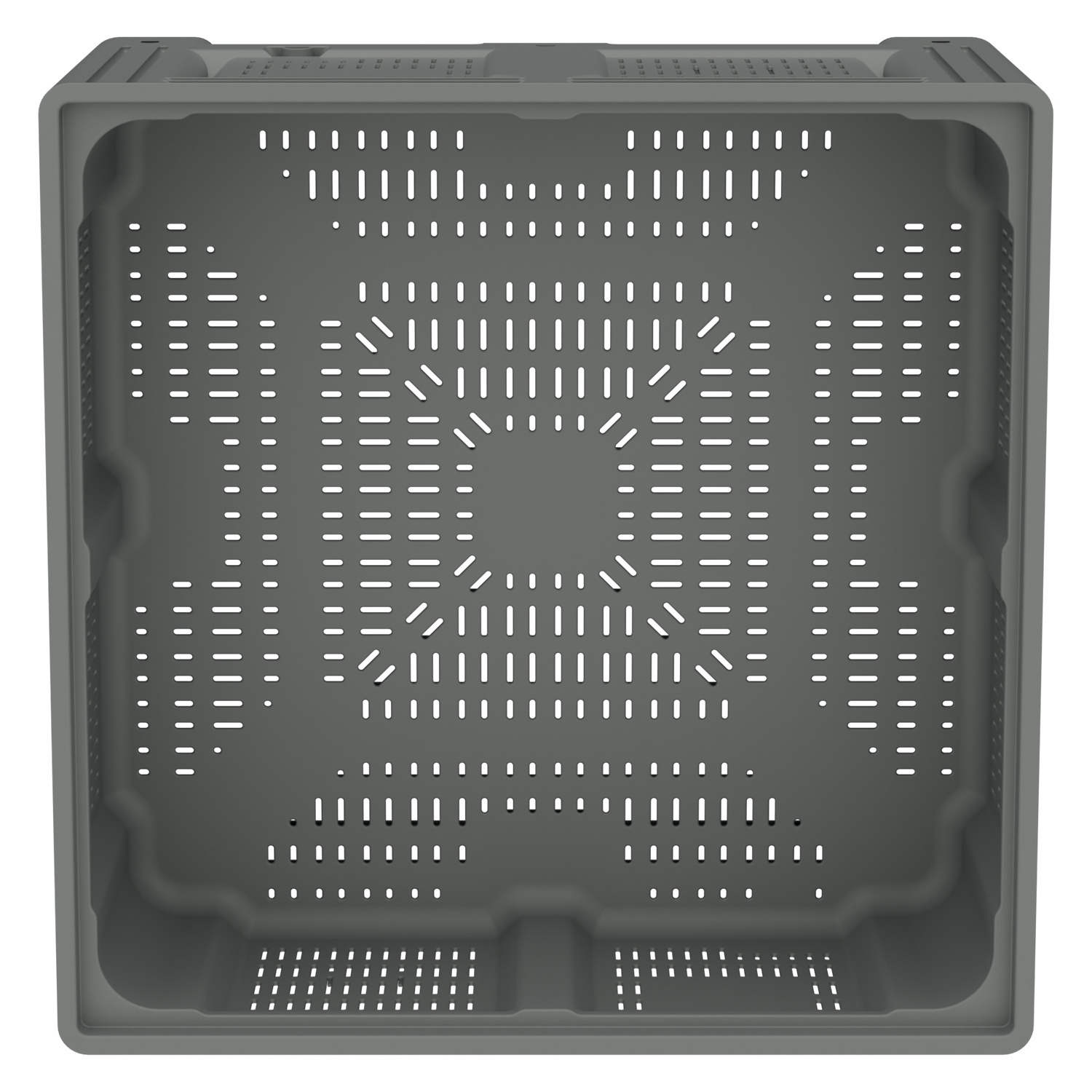 Большой контейнер 1130x1130x580 мм iPlast iBOX светло-серый c перфорированными стенками и дном, на ножках Большой контейнер 1130x1130x580 мм iPlast iBOX светло-серый c перфорированными стенками и дном, на ножках