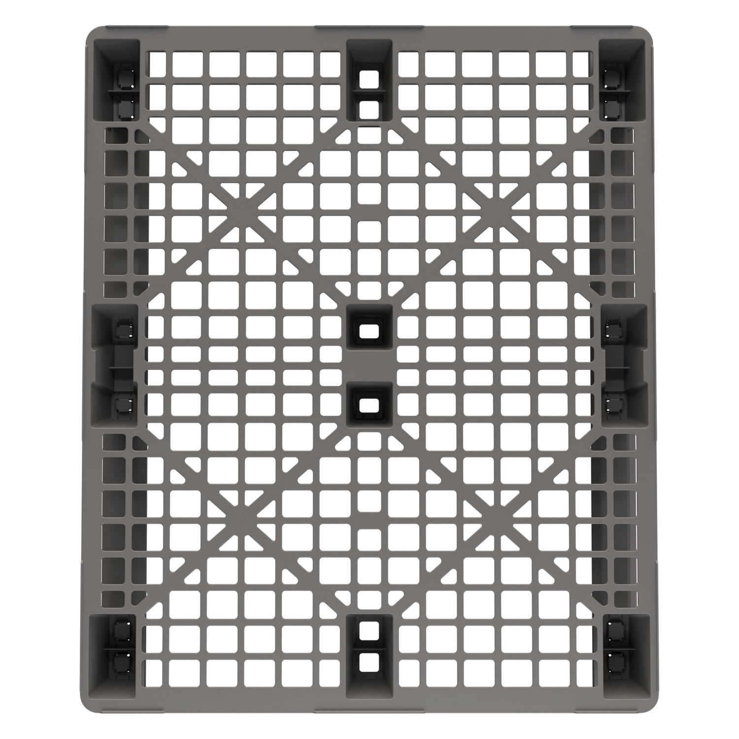 Пластиковый паллет 1200x1000x145 мм iPlast серый перфорированный на 2 полозьях с бортиком