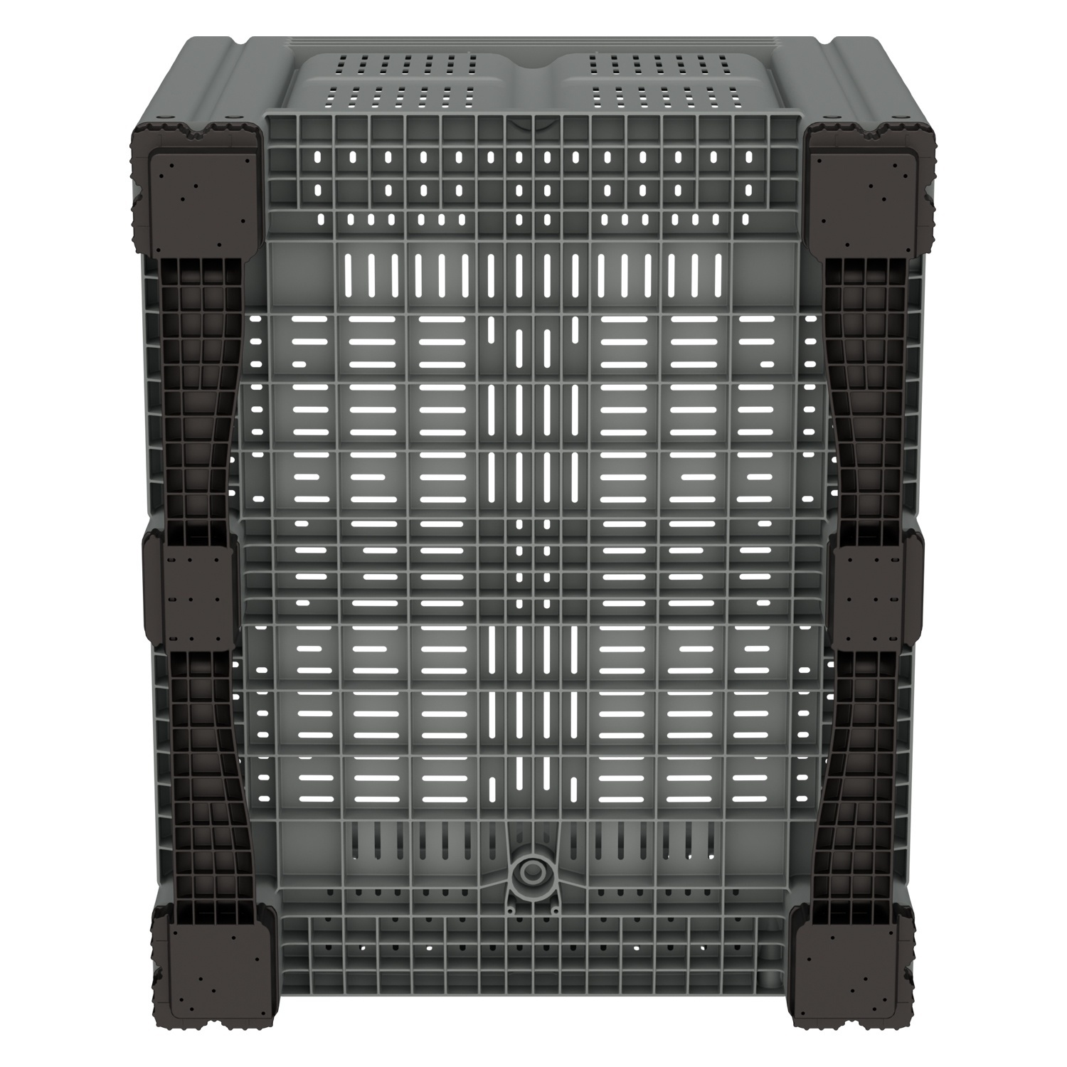 Большой контейнер 1200x1000x780 мм iPlast iBOX светло-серый c перфорированными стенками и дном, на полозьях