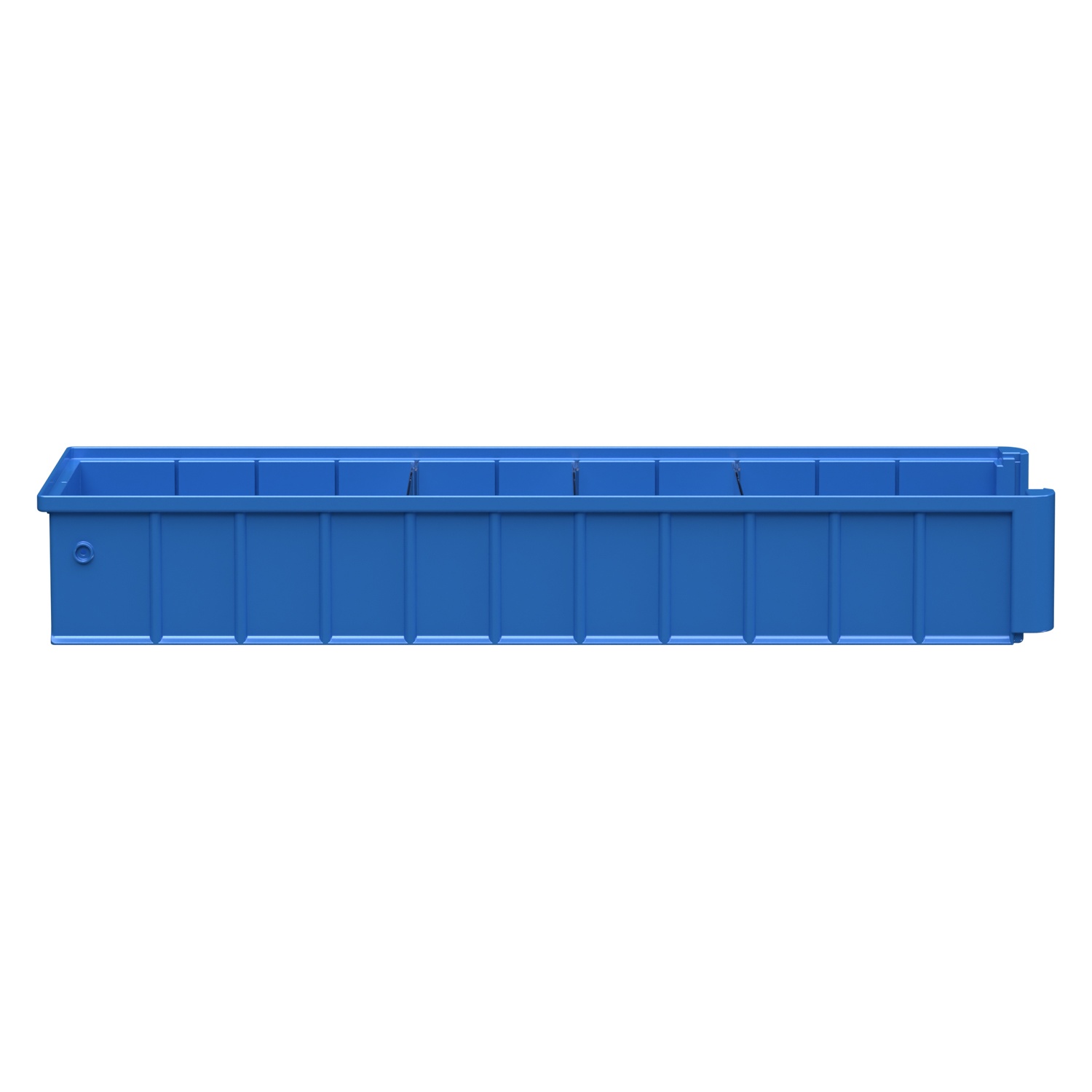 Полочный контейнер SK-61509 600х155х90 мм iPlast голубой с 3 поперечными перегородками и наклейкой 50х70 мм сбоку
