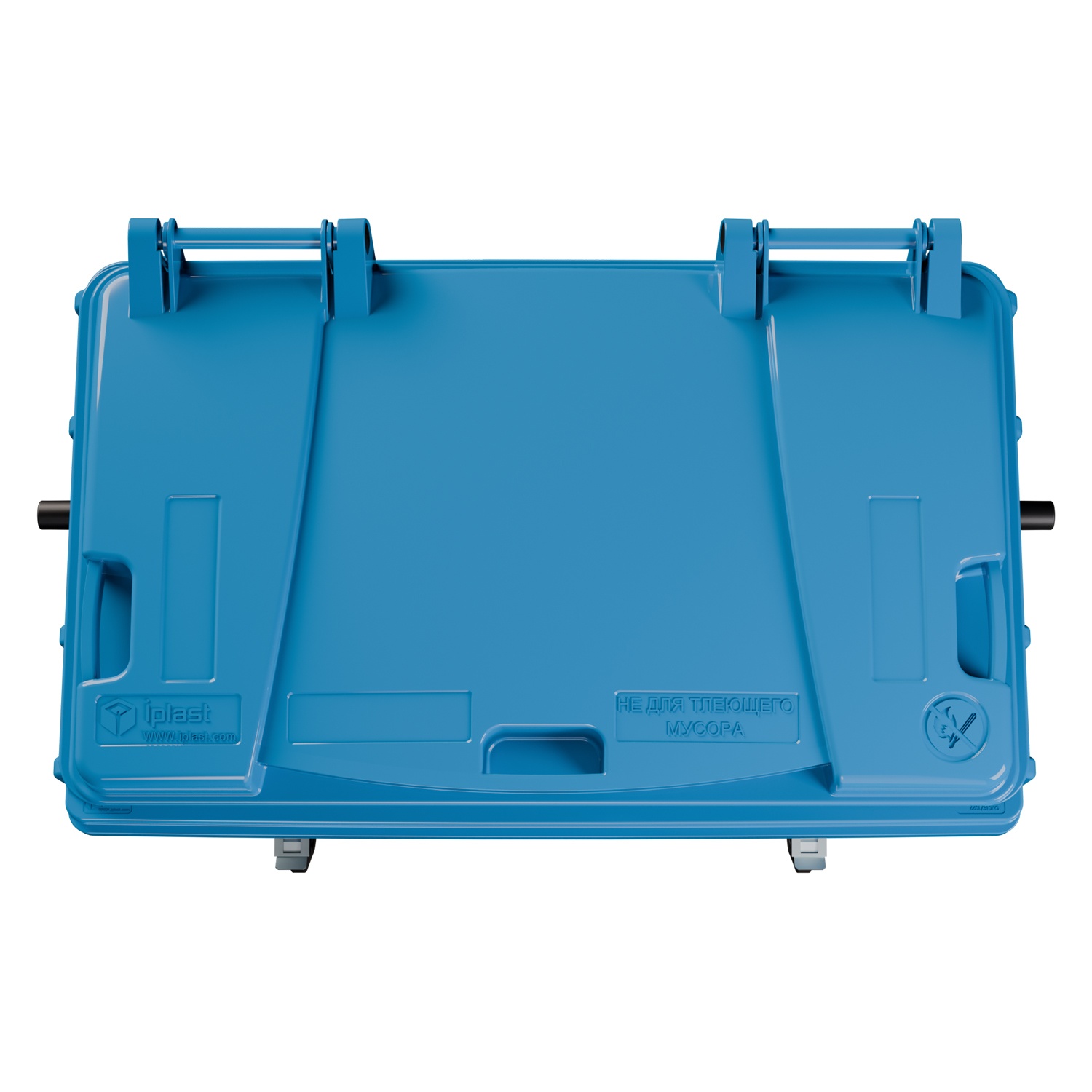 Мусорный контейнер 660 л iPlast тёмно-голубой 4-колёсный с тёмно-голубой крышкой