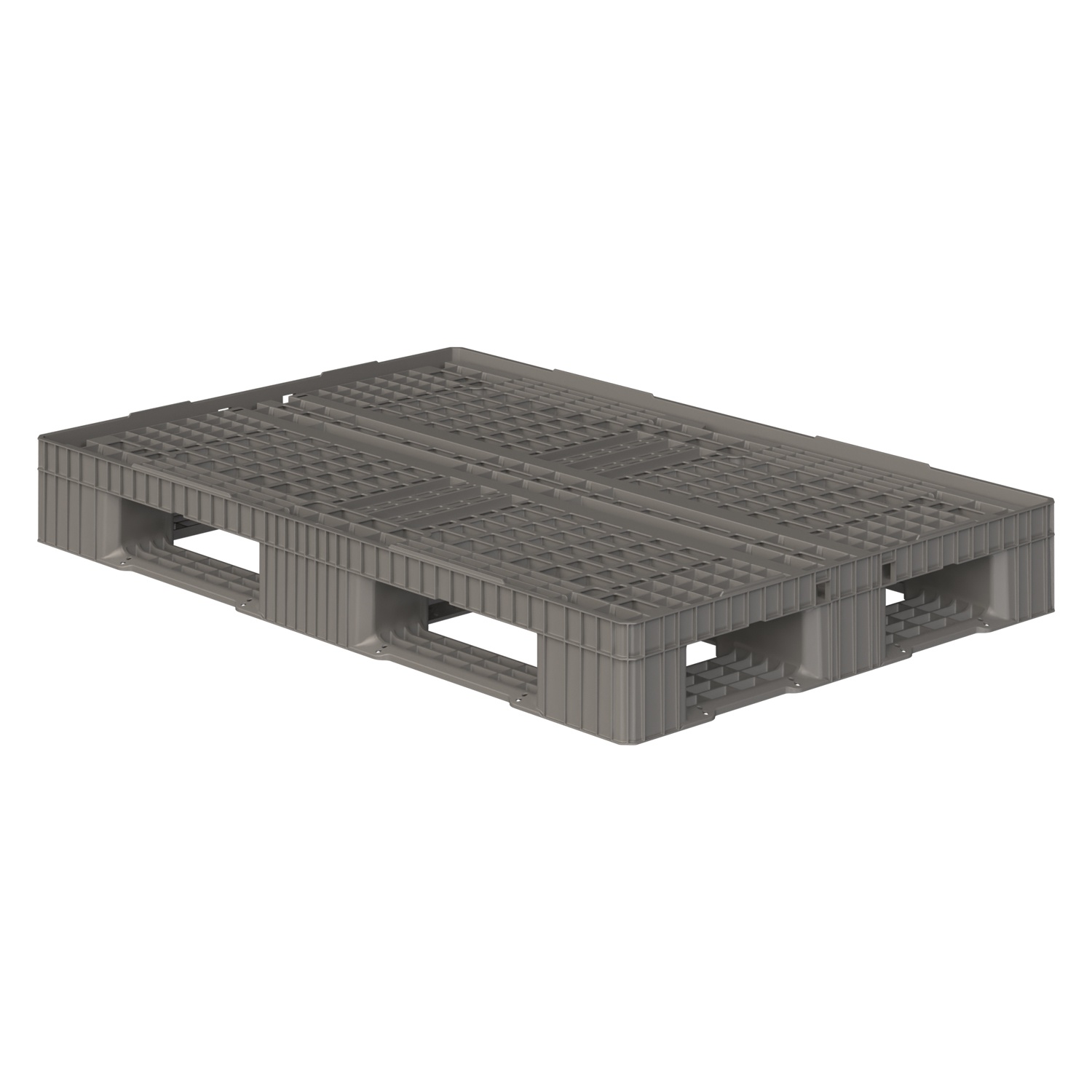 Пластиковый паллет 1100x1100x140 мм iPlast серый перфорированный на ножках с бортиком